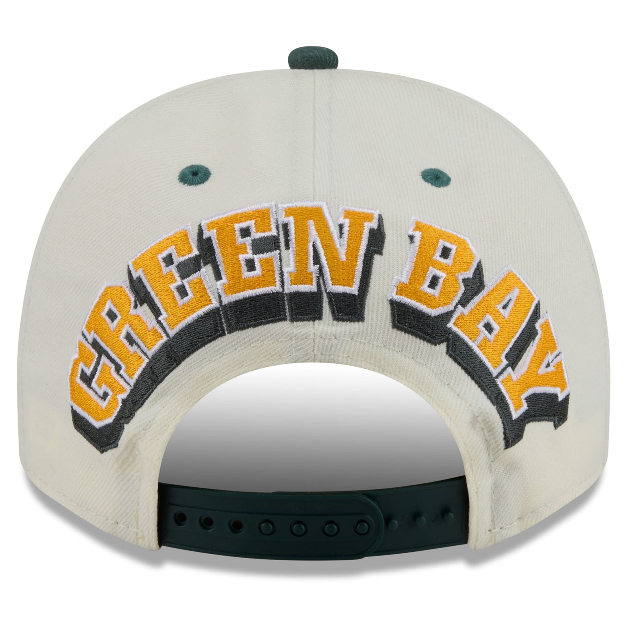 Men's New Era Cream Green Bay Packers 2026 Rivalries Collection Fan Pack A-Frame 9FIFTY Snapback Hat