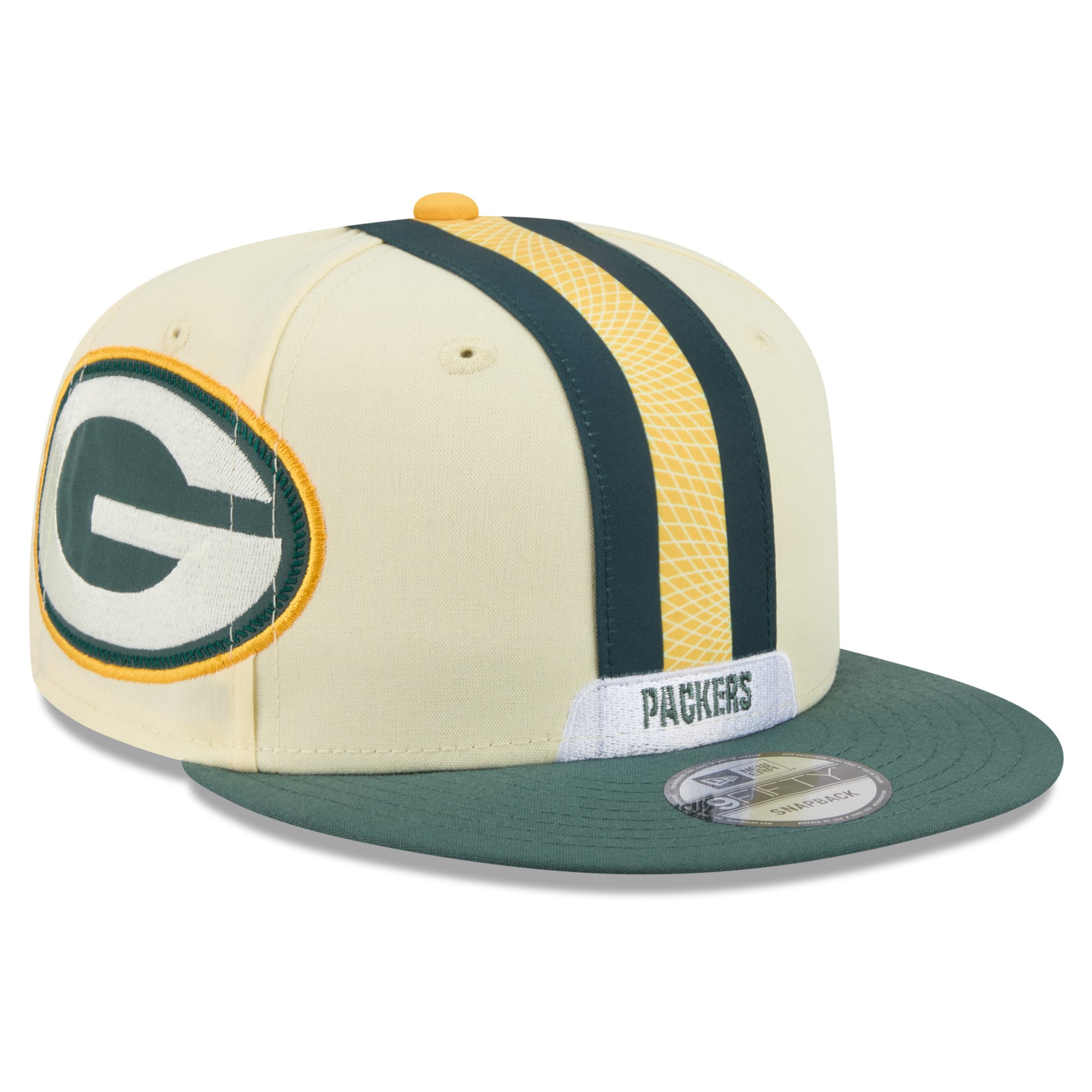 Men's New Era Cream Green Bay Packers 2026 Rivalries Collection Fan Pack Helmet 9FIFTY Snapback Hat