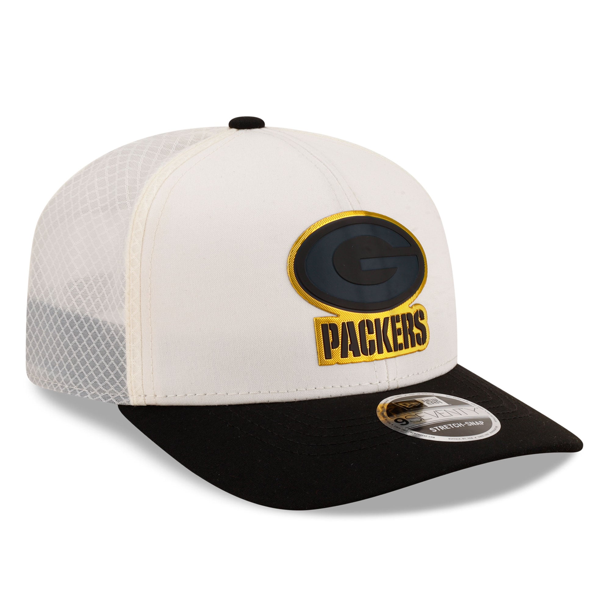 Casquette ajustable New Era crème/noire Green Bay Packers 9SEVENTY pour homme