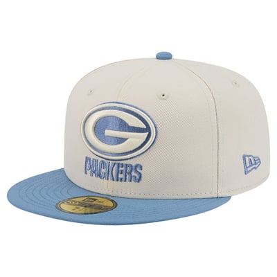 Green Bay Packers New Era Color Pack 59FIFTY Fitted Hat - Cream/Blue
