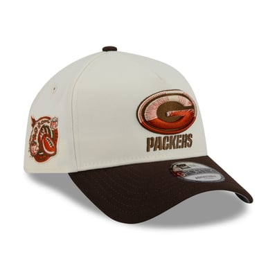Green Bay Packers New Era Pumpkin Spice A-Frame 9FORTY Adjustable Hat - Cream/Brown