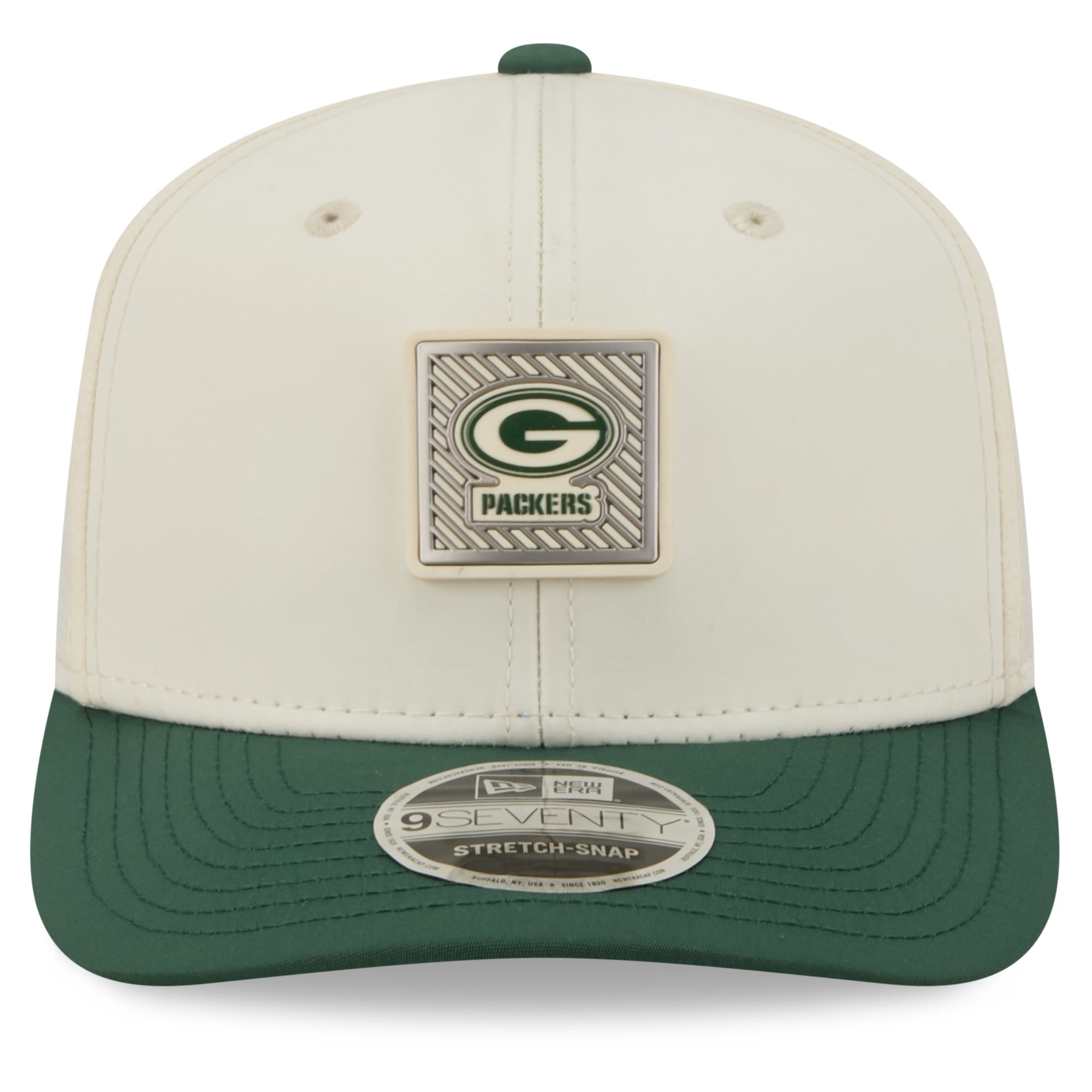 Casquette ajustable New Era crème/verte Green Bay Packers 2026 NFL Training Camp 9SEVENTY pour homme