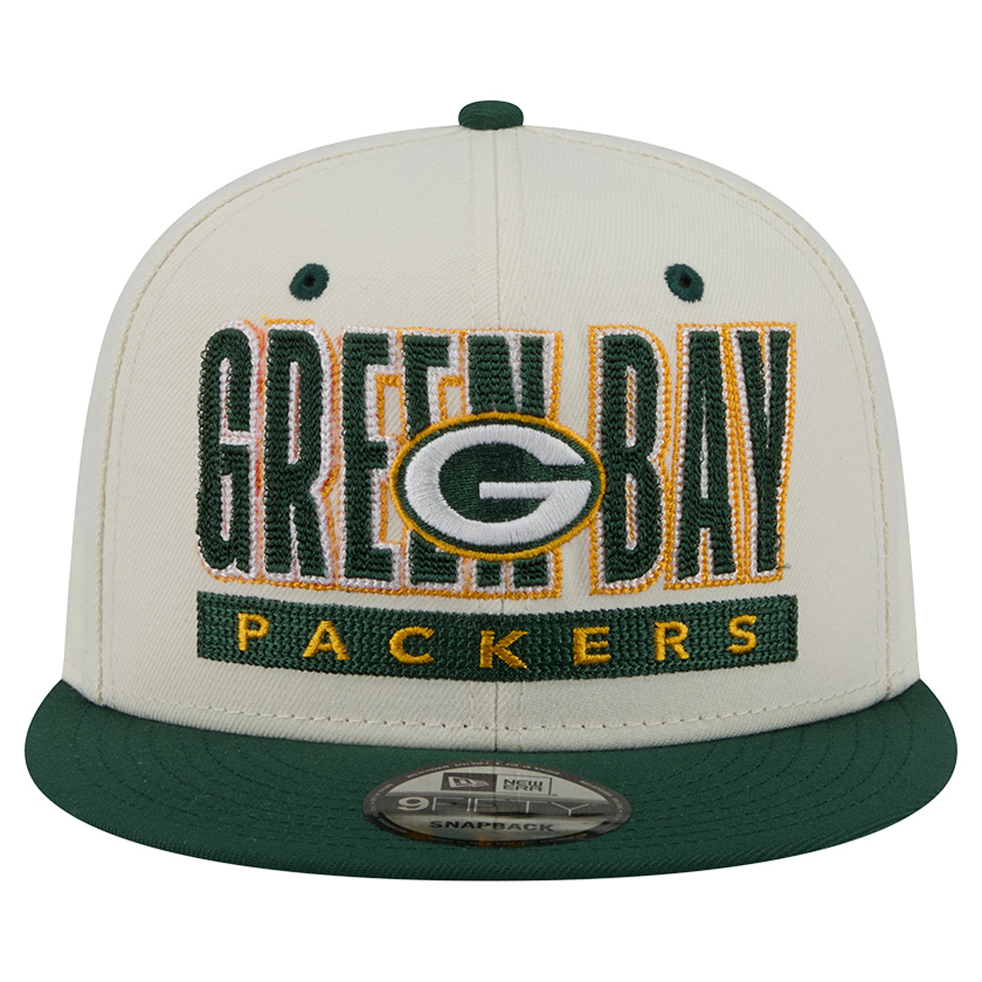 Casquette snapback classique 9FIFTY crème/verte New Era Green Bay Packers pour homme