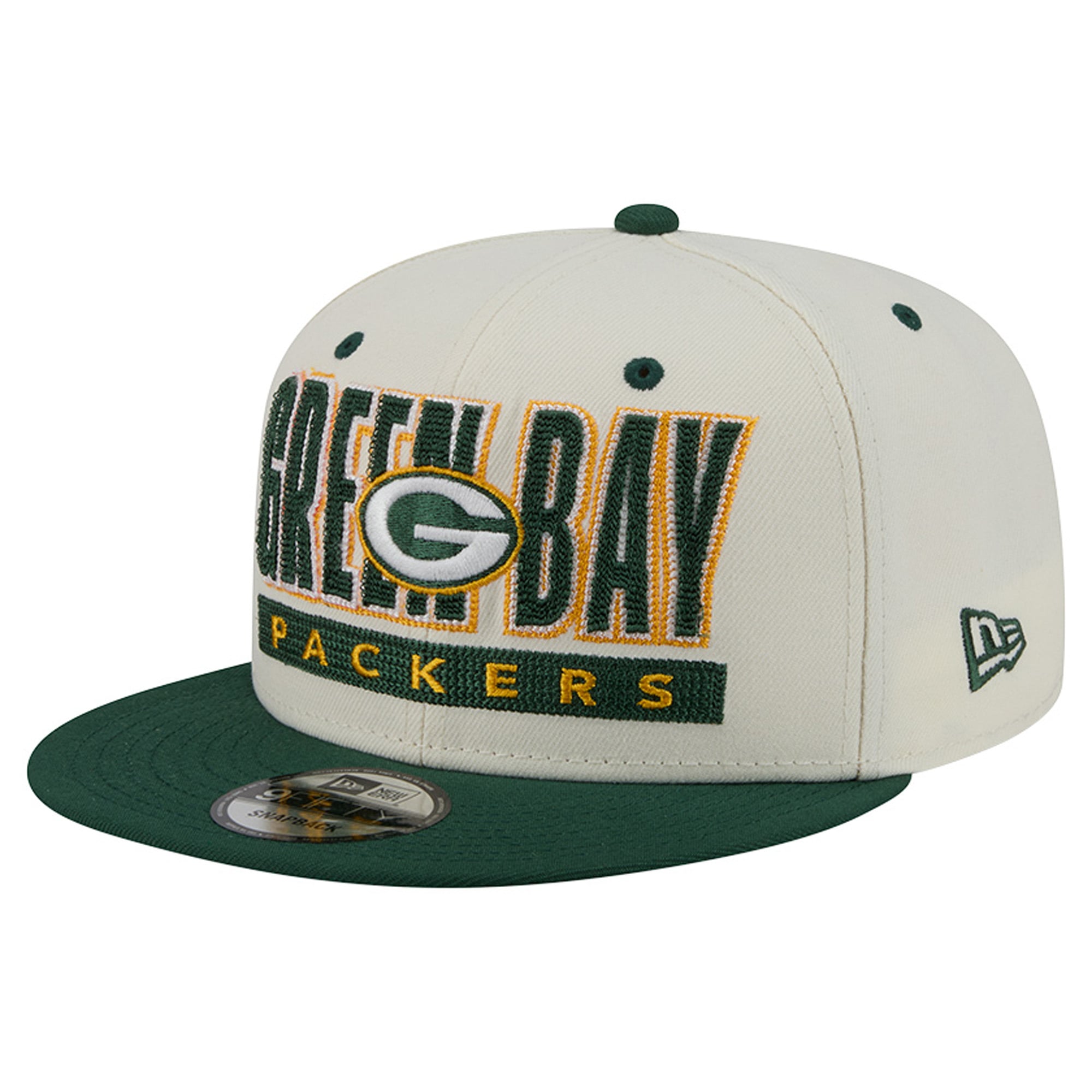 Casquette snapback classique 9FIFTY crème/verte New Era Green Bay Packers pour homme