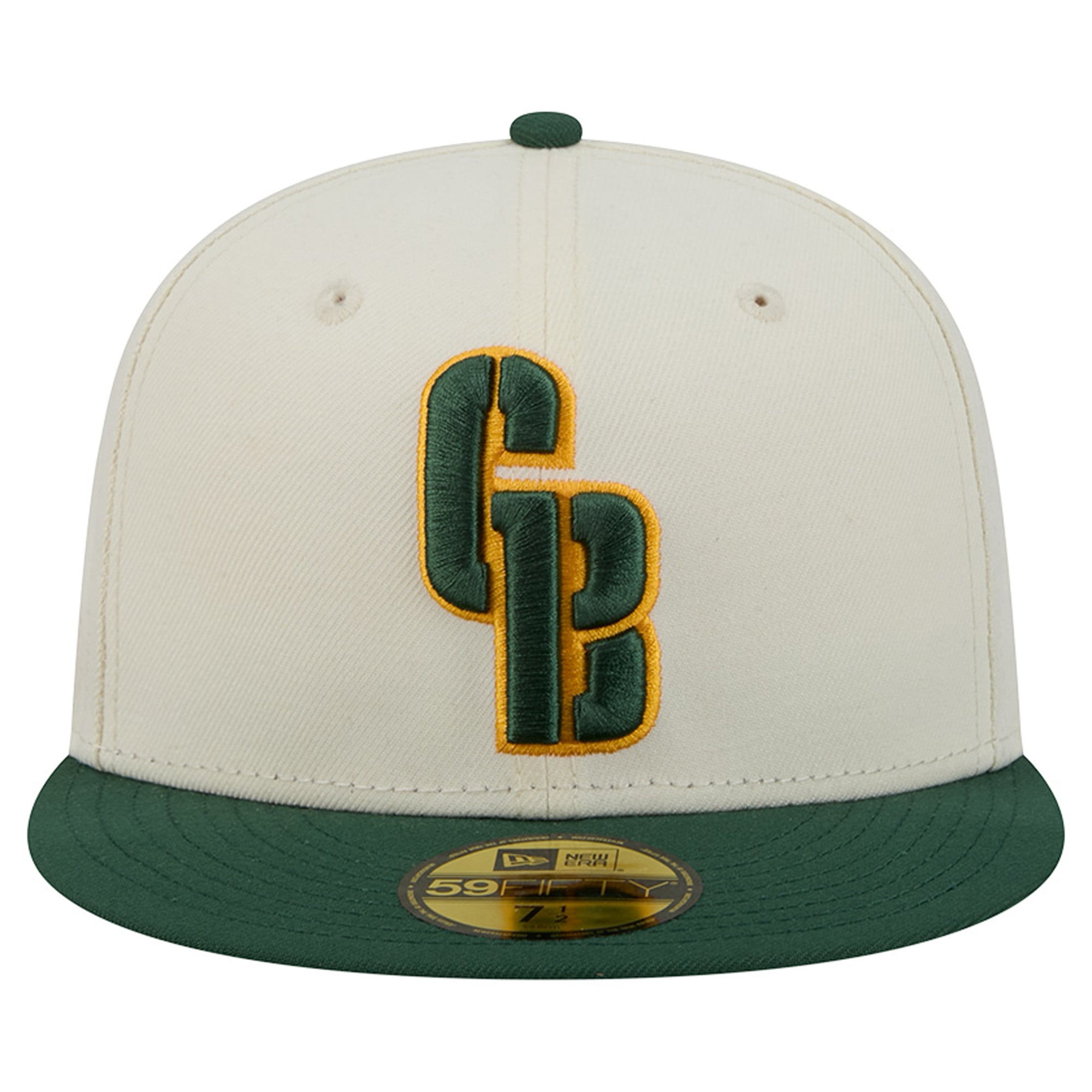 Casquette ajustée New Era Deceptor 59FIFTY crème/verte pour homme des Green Bay Packers