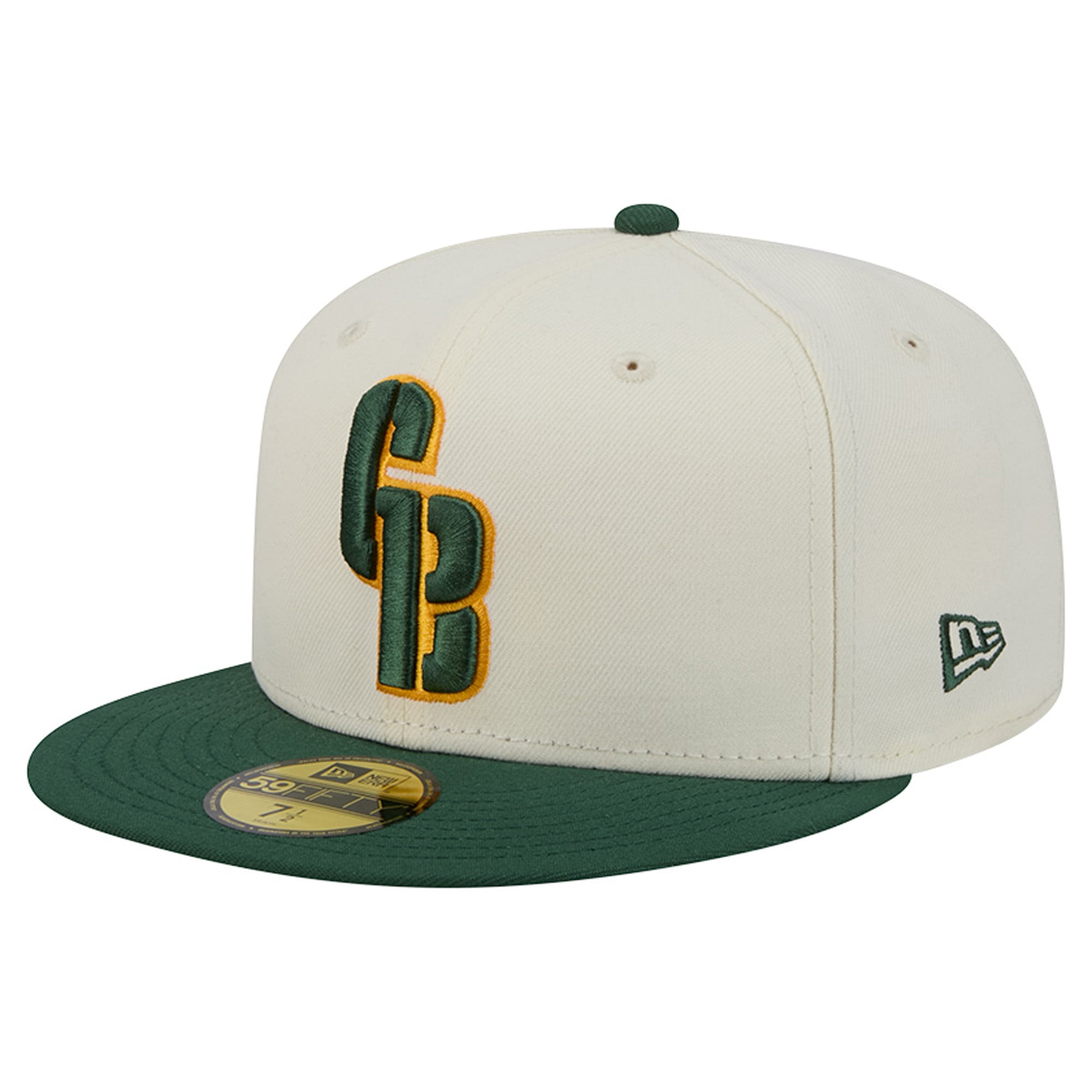 Casquette ajustée New Era Deceptor 59FIFTY crème/verte pour homme des Green Bay Packers