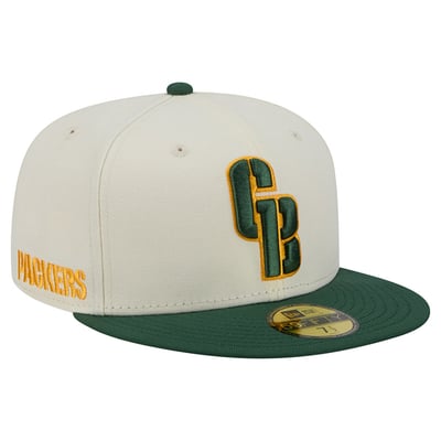 Green Bay Packers New Era Deceptor 59FIFTY Fitted Hat - Cream/Green