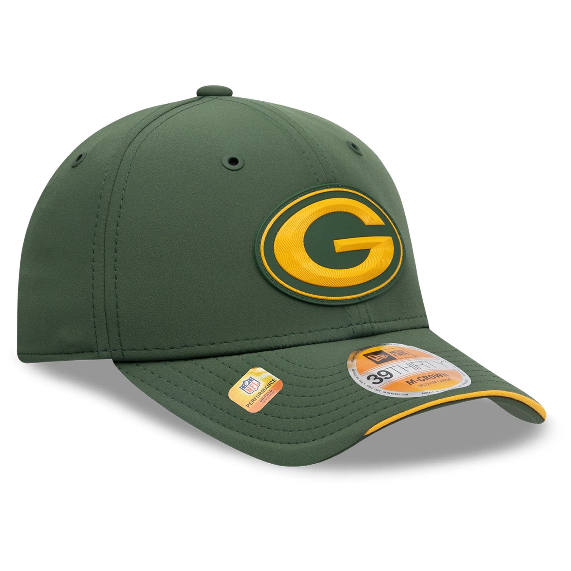 Casquette New Era verte Green Bay Packers 2026 Sideline 39THIRTY M-Crown Flex pour homme