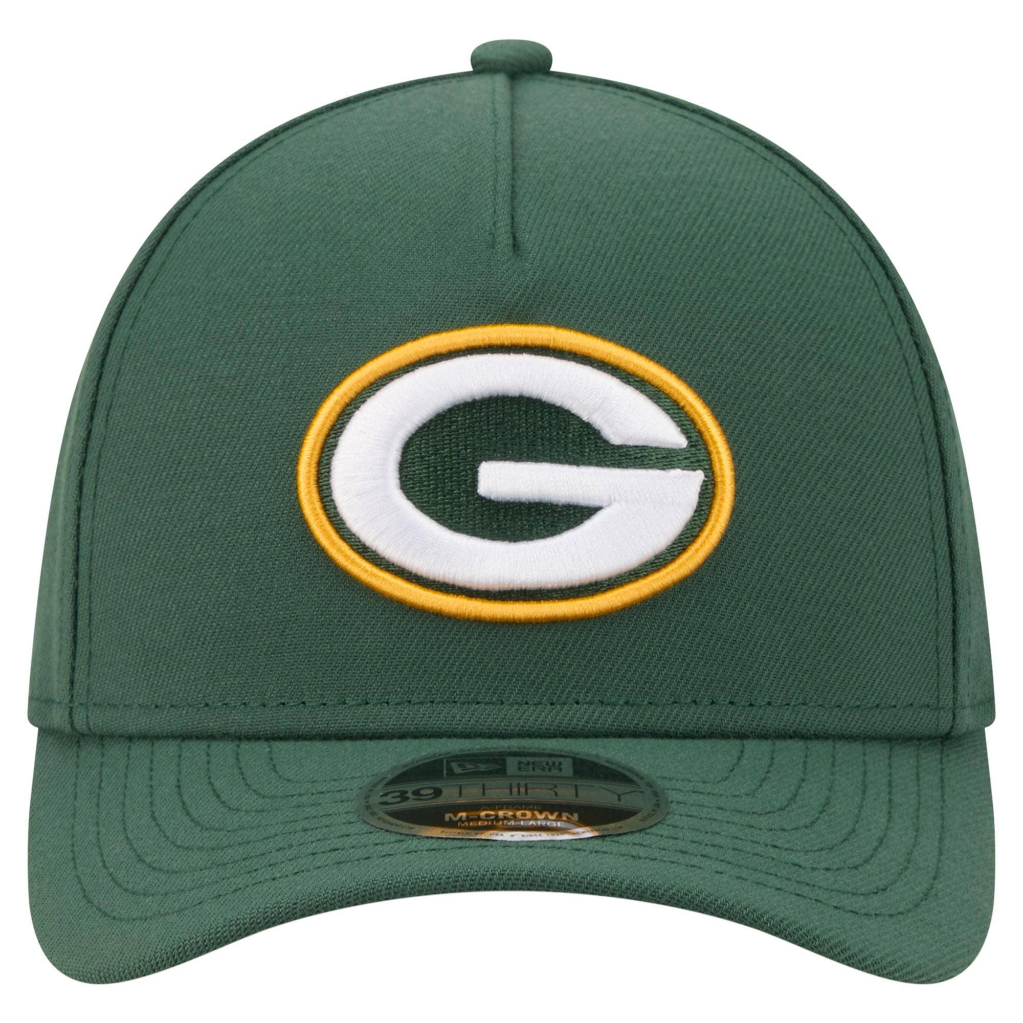 Men's New Era Green Bay Packers 39THIRTY M-Crown A-Frame Stretch Hat