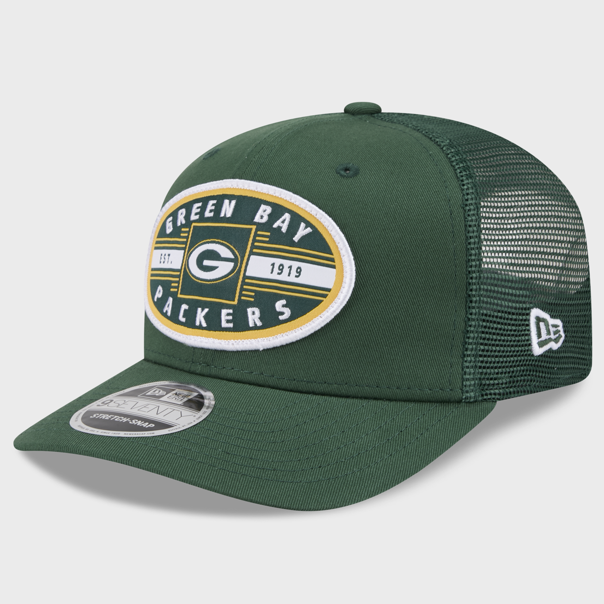 Casquette trucker New Era verte Green Bay Packers 9SEVENTY pour homme