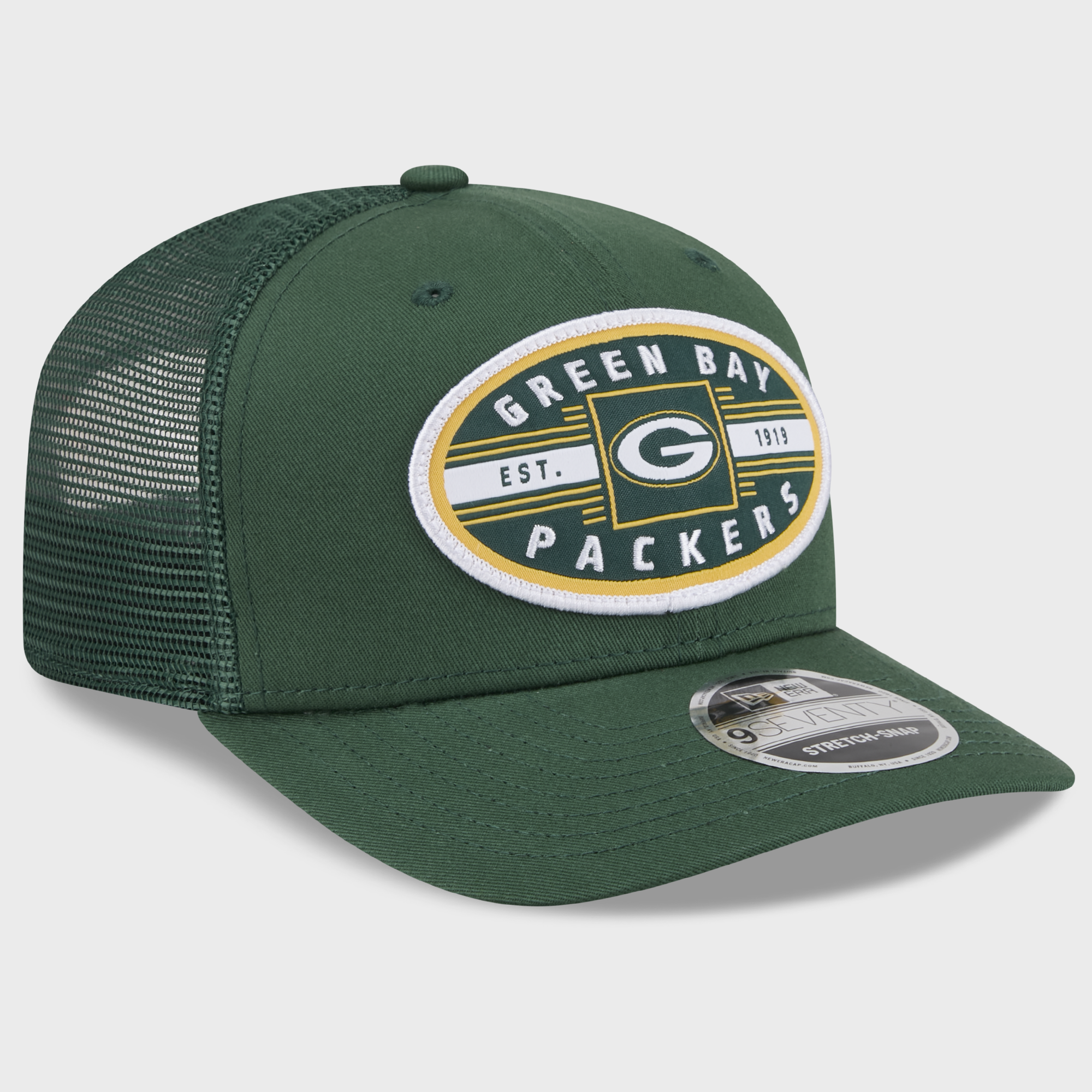 Casquette trucker New Era verte Green Bay Packers 9SEVENTY pour homme