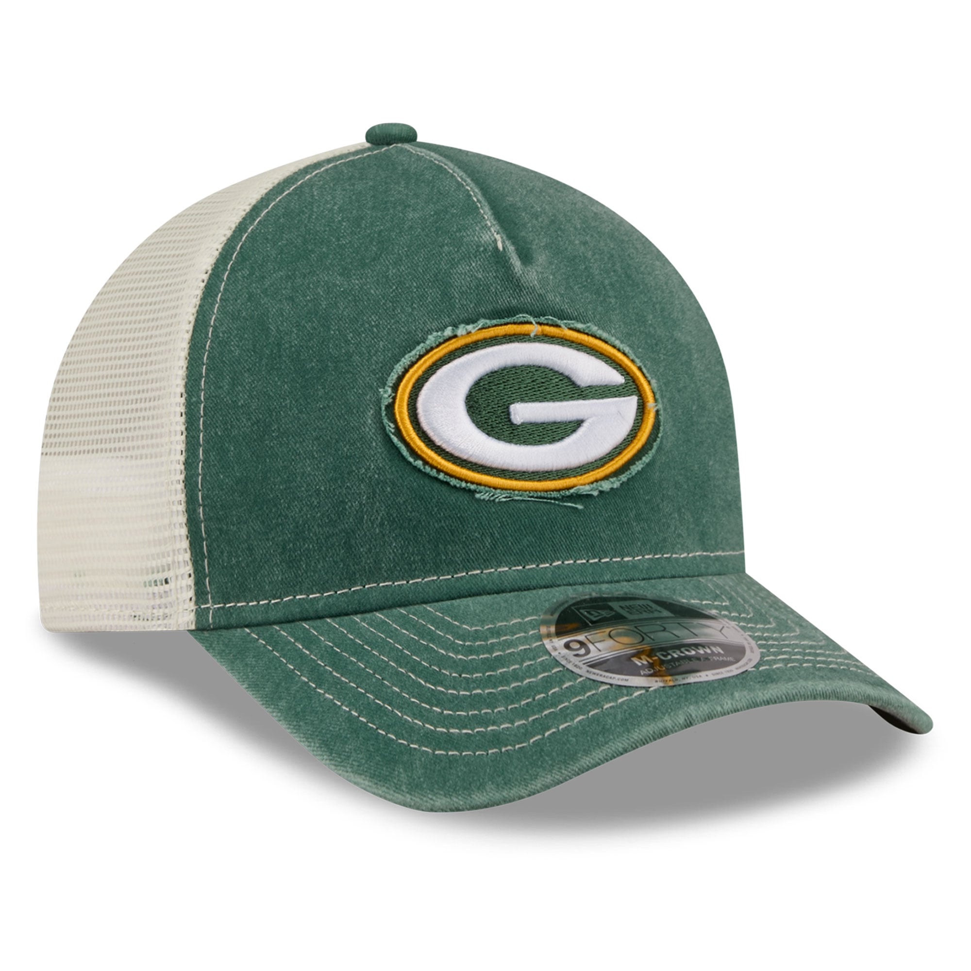 Casquette trucker ajustable New Era verte Green Bay Packers 9FORTY pour homme