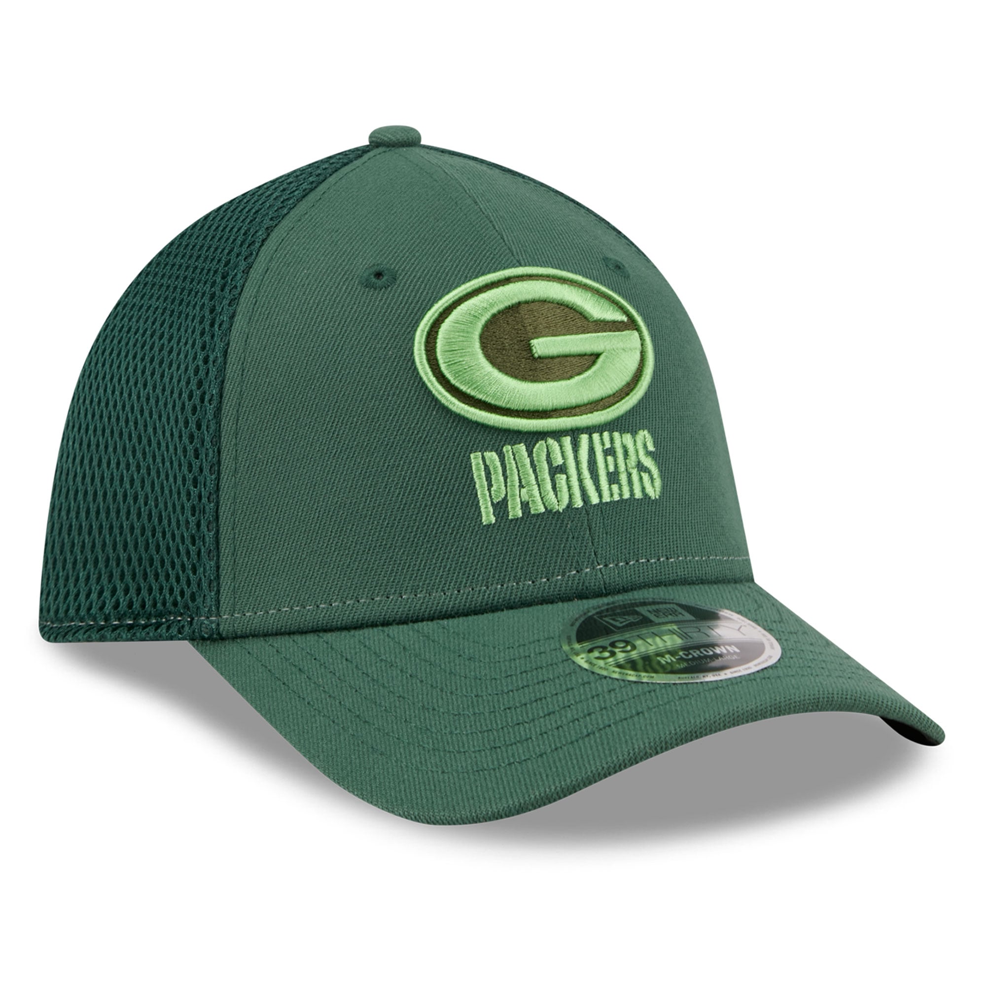 Men's New Era Green Bay Packers Neo Mesh 39THIRTY M-Crown Stretch Hat