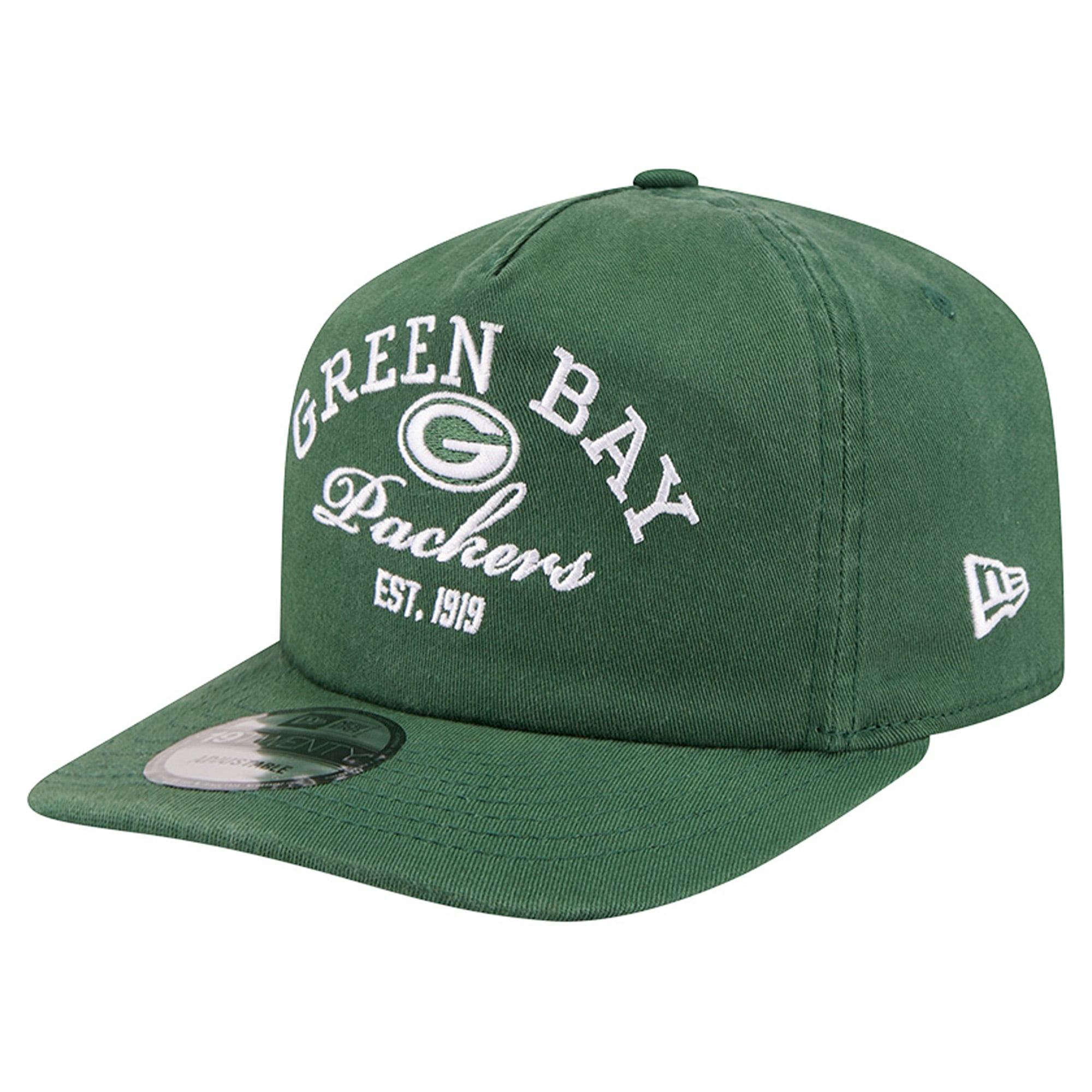 Casquette ajustable New Era verte Green Bay Packers Stacked 19TWENTY pour homme