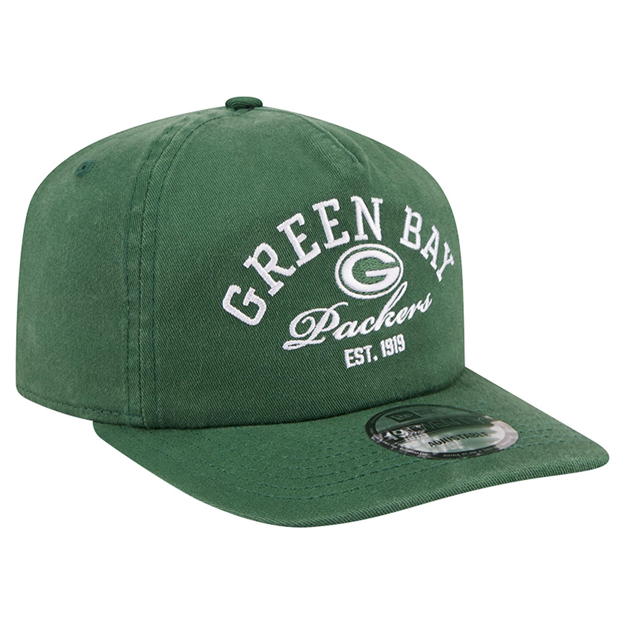 Casquette ajustable New Era verte Green Bay Packers Stacked 19TWENTY pour homme