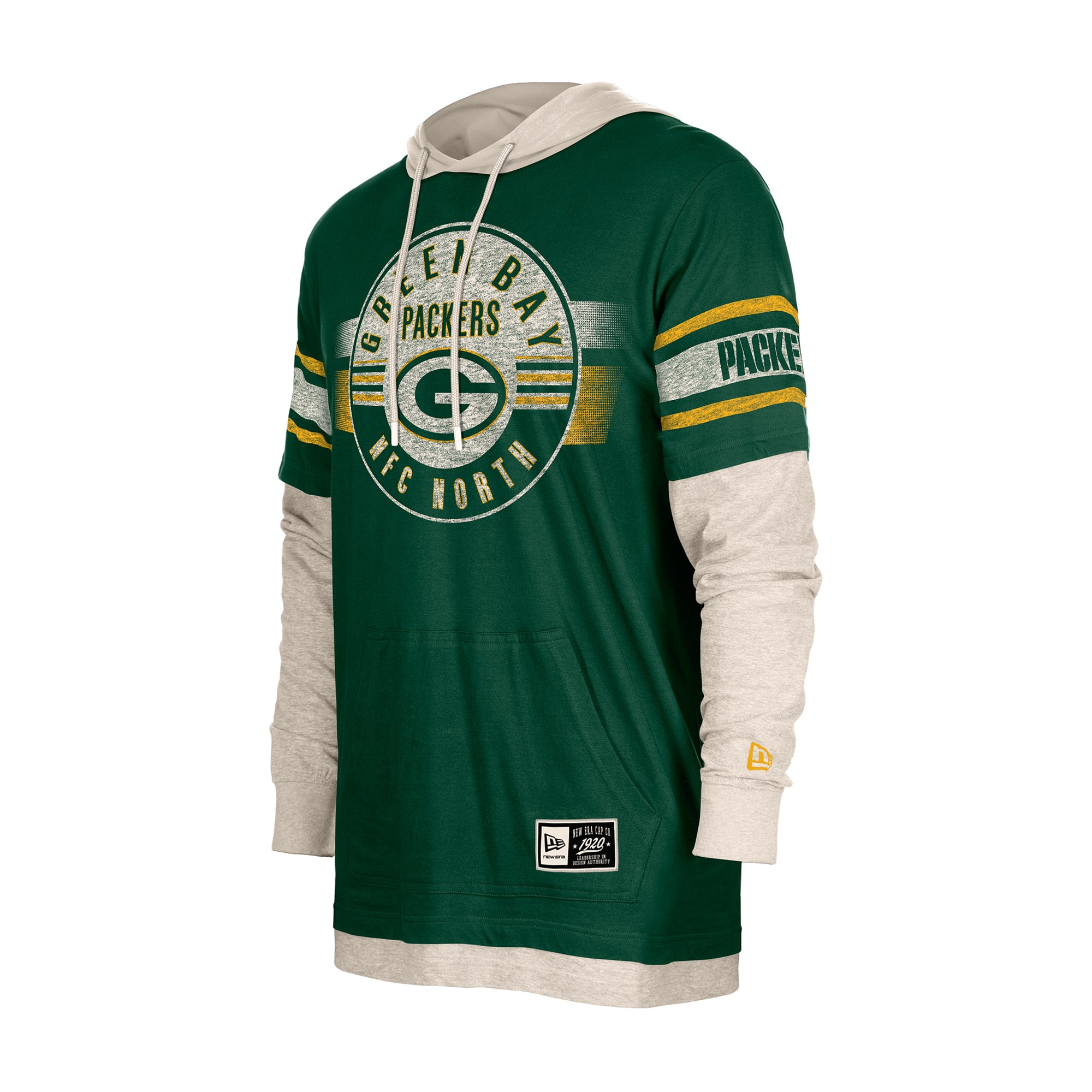 T-shirt à capuche manches longues New Era Green Bay Packers pour homme