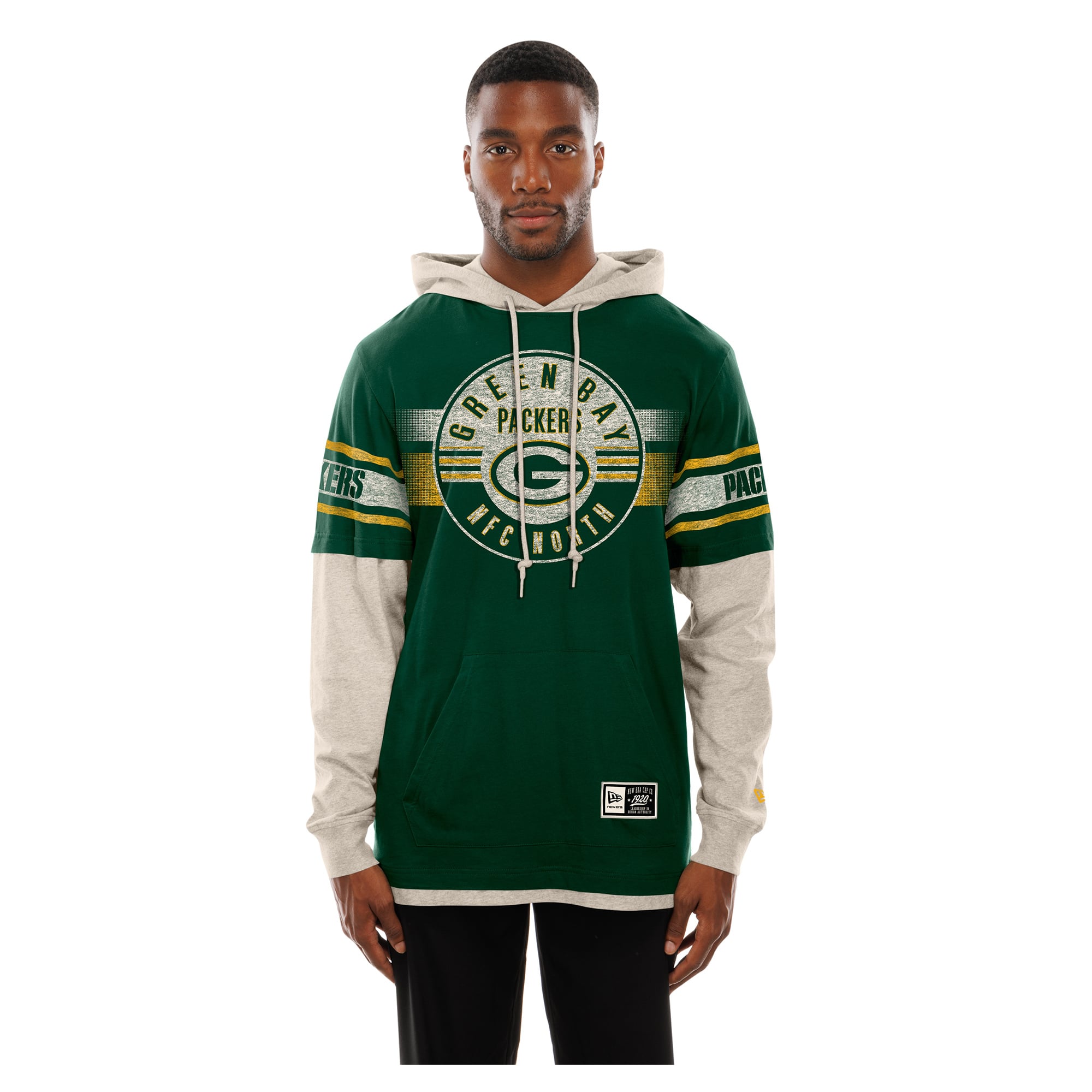 T-shirt à capuche manches longues New Era Green Bay Packers pour homme