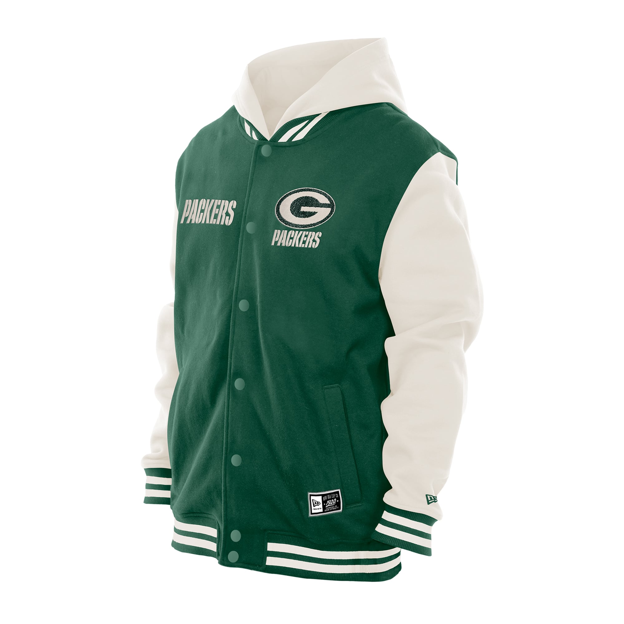 Veste polaire à capuche New Era verte et crème Green Bay Packers pour homme