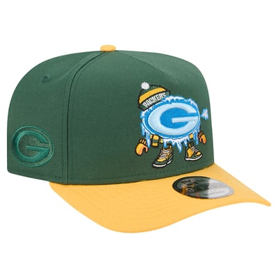 Green Bay Packers New Era Cartoon A-Frame 9FIFTY Snapback - Green/Gold