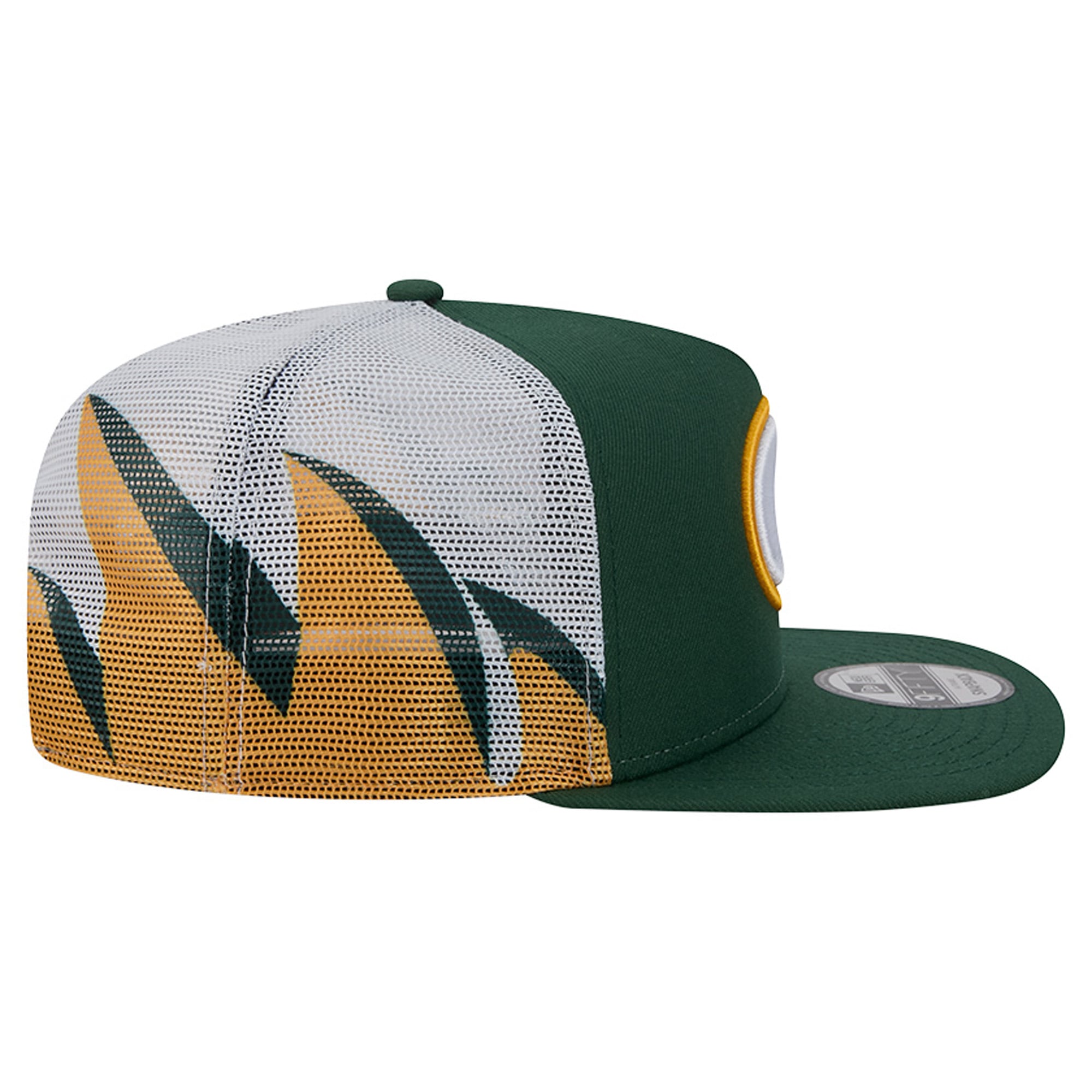 Casquette trucker New Era verte et or Green Bay Packers 9FIFTY à fermeture snapback pour homme
