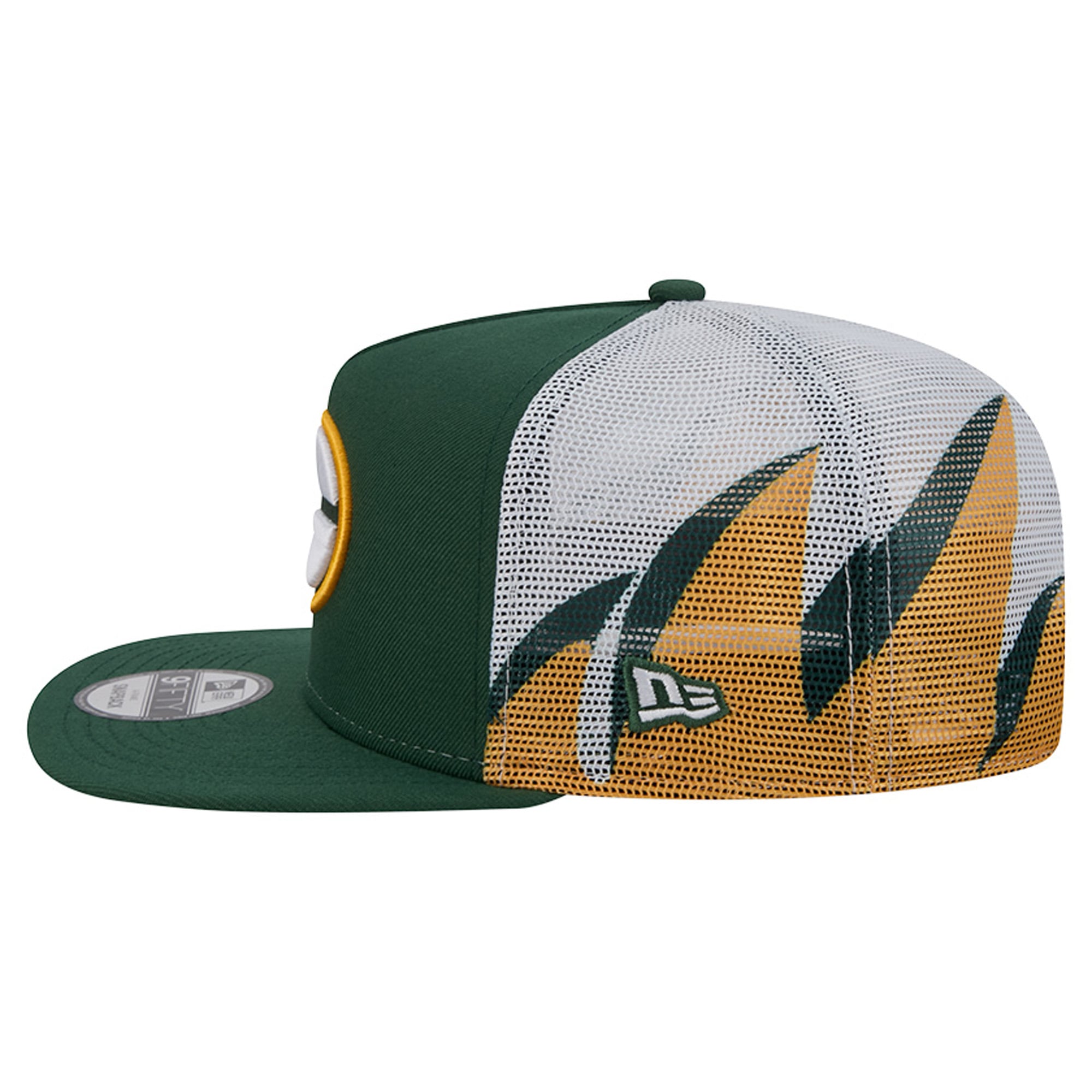 Casquette trucker New Era verte et or Green Bay Packers 9FIFTY à fermeture snapback pour homme