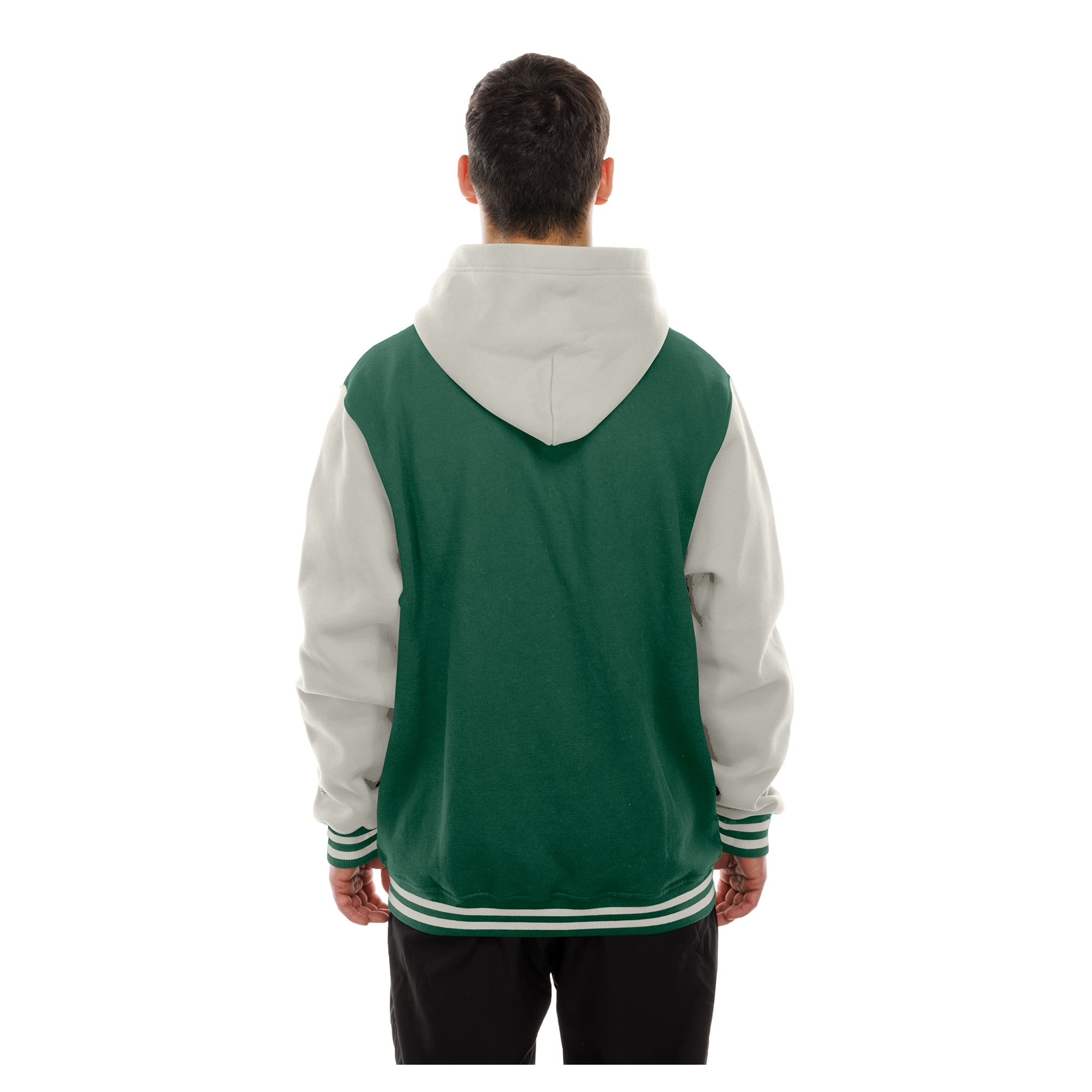 Men's New Era Green/Gray Green Bay Packers Full-Snap Fleece Hooded Jacket