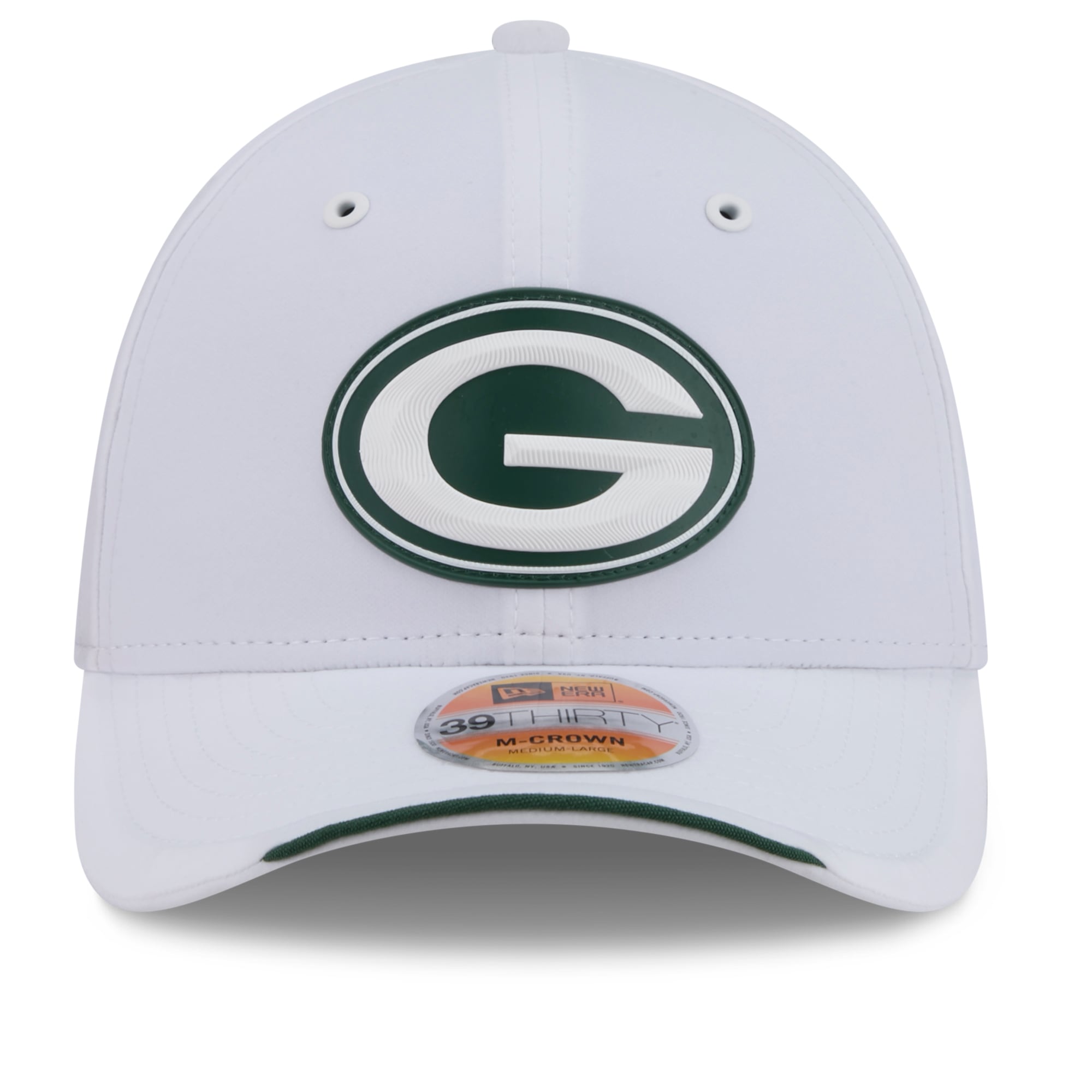 Casquette New Era blanche Green Bay Packers 2026 Sideline 39THIRTY M-Crown Flex pour homme