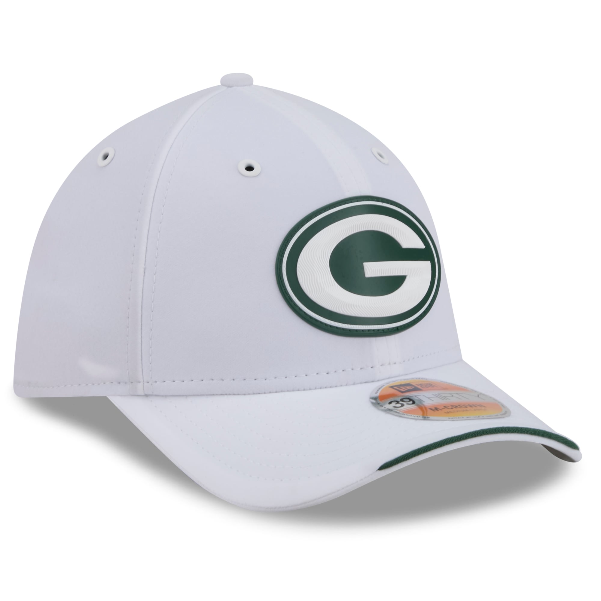 Casquette New Era blanche Green Bay Packers 2026 Sideline 39THIRTY M-Crown Flex pour homme