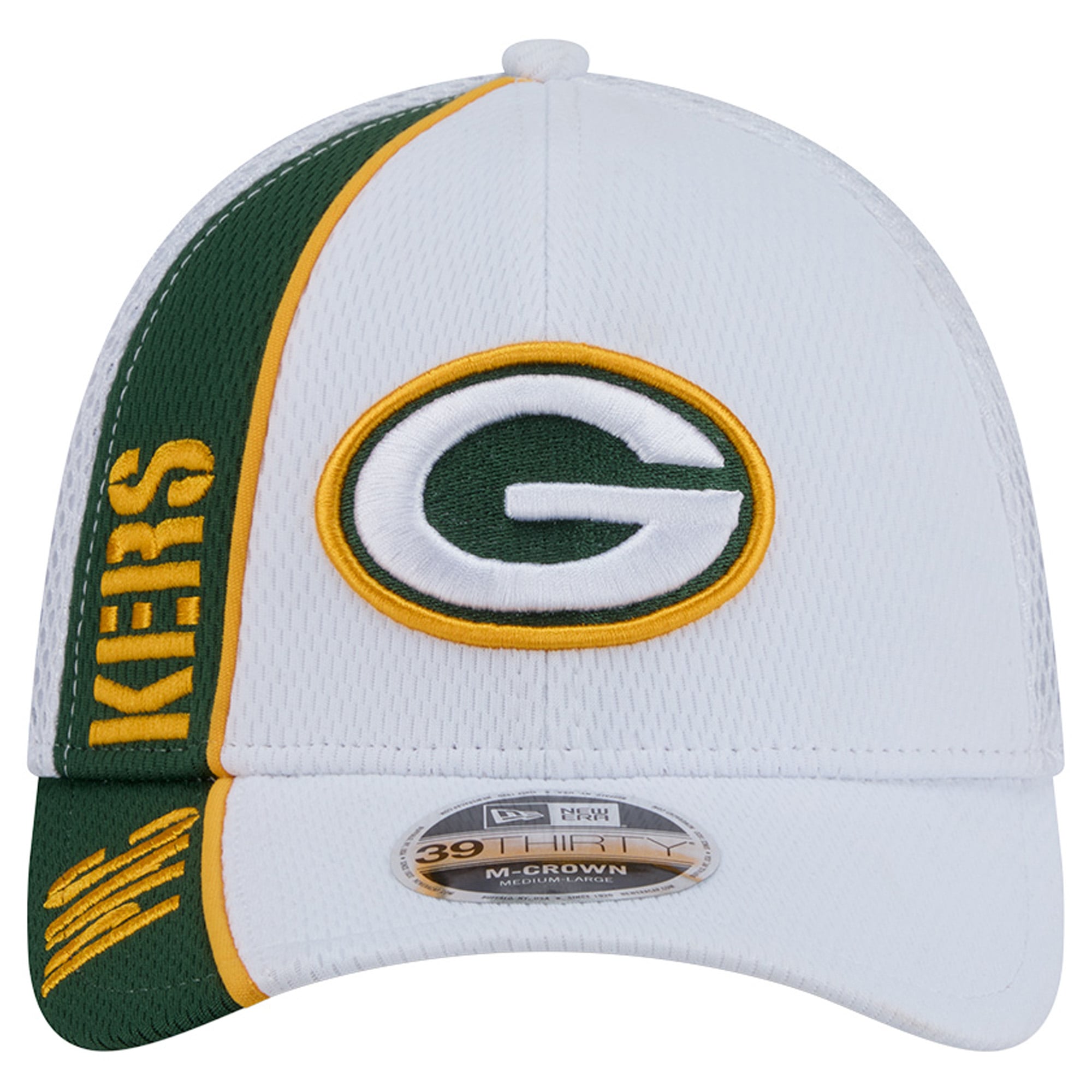 Men's New Era White/Green Green Bay Packers Dash 39THIRTY M-Crown Flex Hat