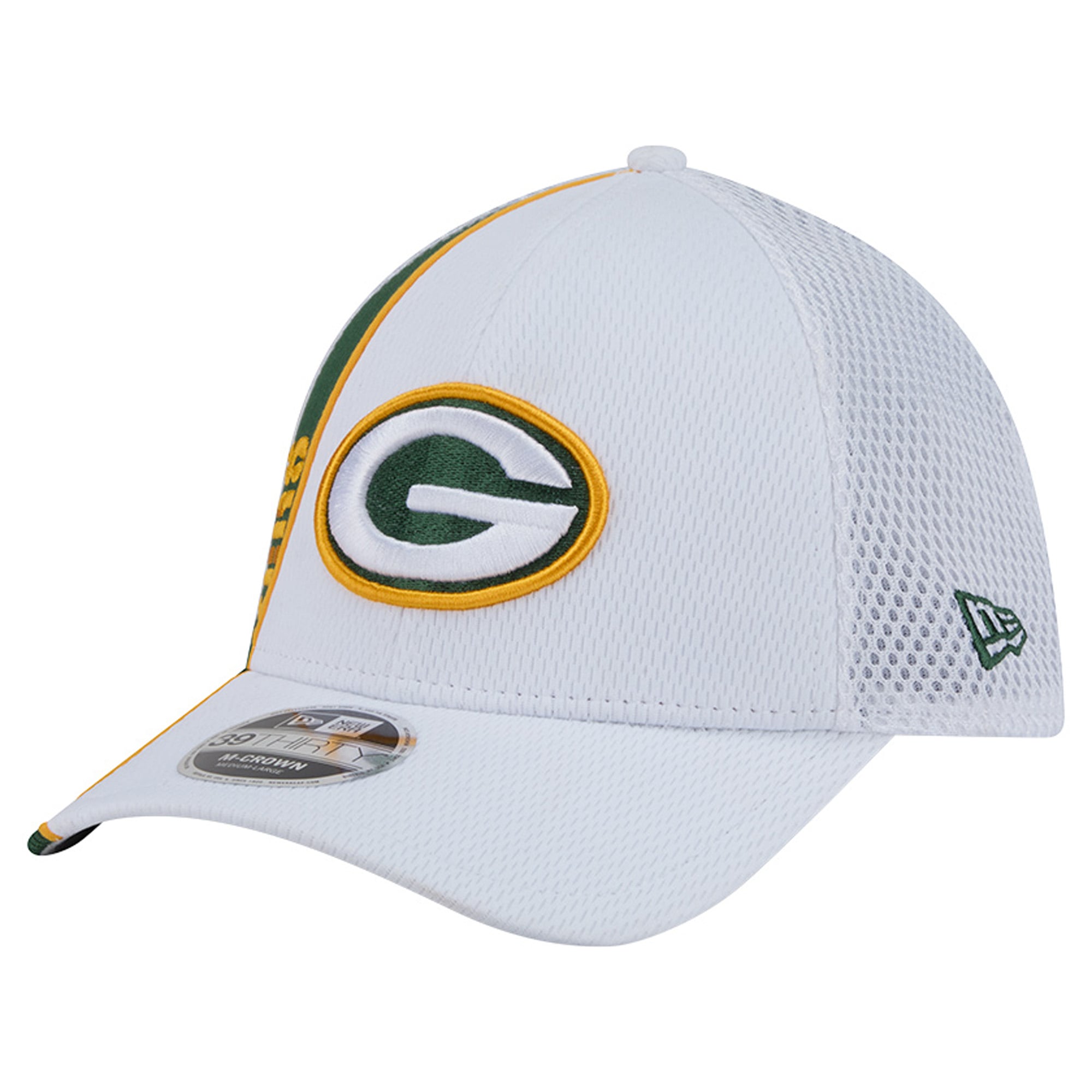 Men's New Era White/Green Green Bay Packers Dash 39THIRTY M-Crown Flex Hat