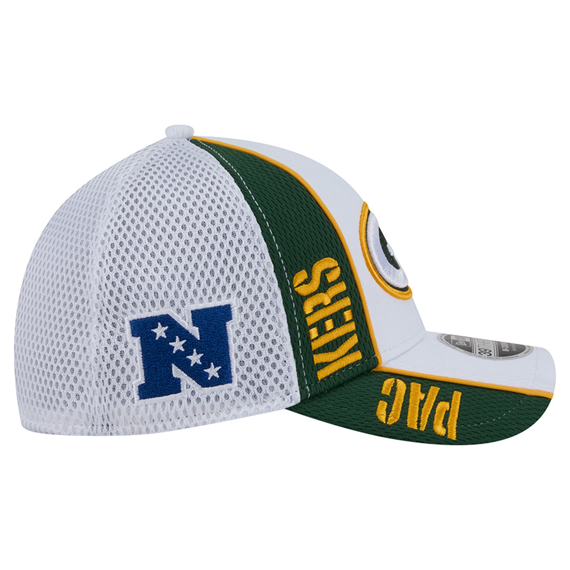 Men's New Era White/Green Green Bay Packers Dash 39THIRTY M-Crown Flex Hat