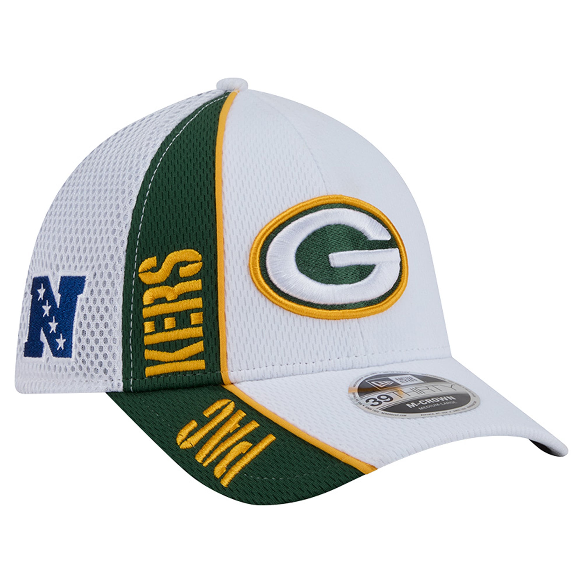 Men's New Era White/Green Green Bay Packers Dash 39THIRTY M-Crown Flex Hat