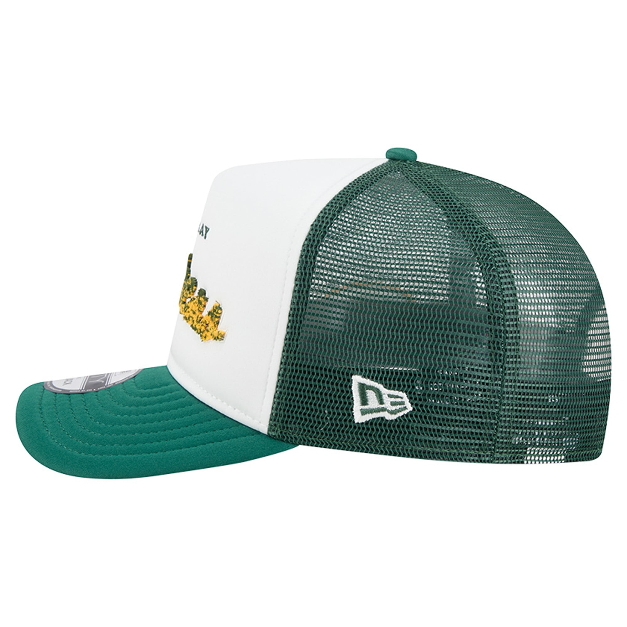 Men's New Era White/Green Green Bay Packers Foam A-Frame 9FIFTY Snapback Trucker Hat