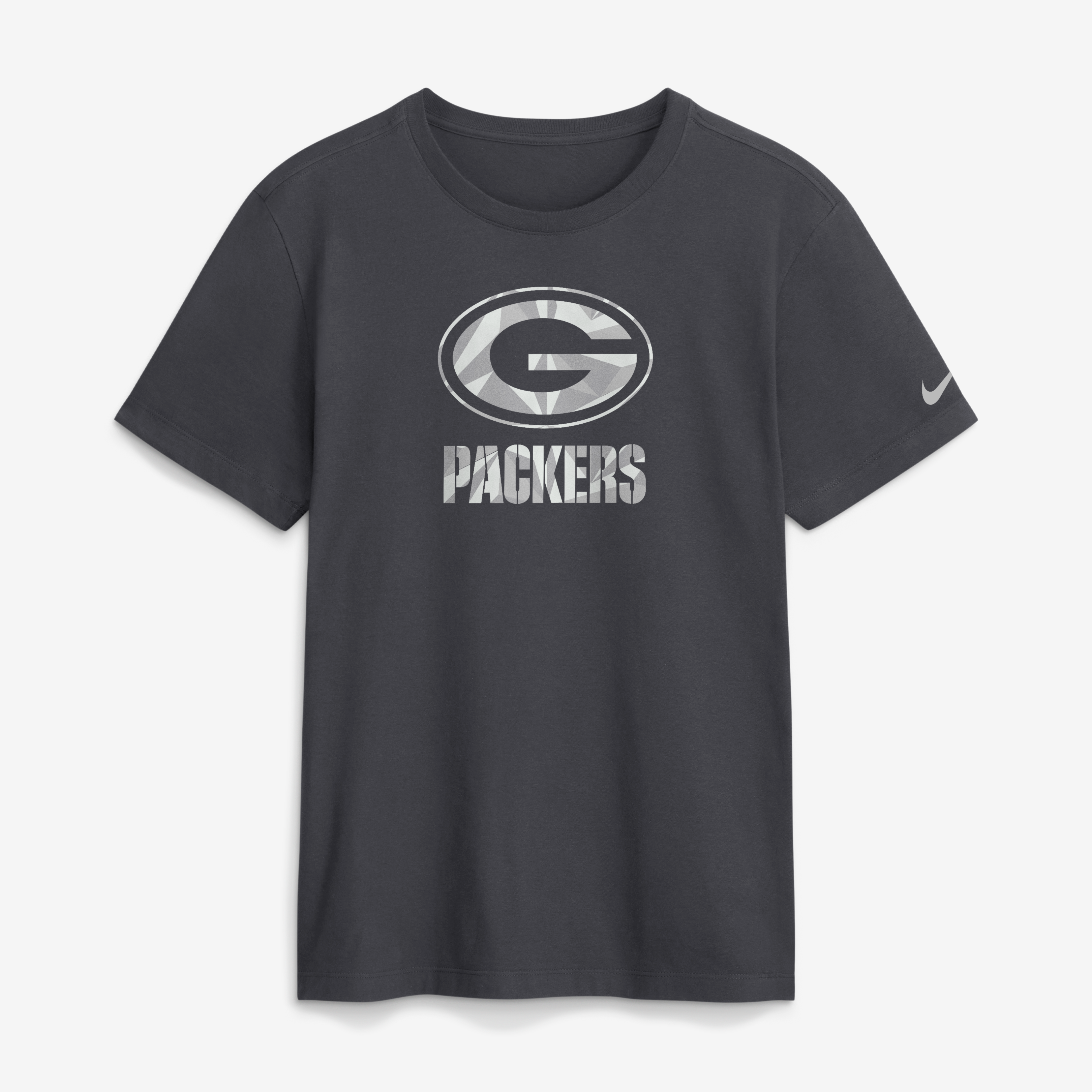 Men's Nike Anthracite Green Bay Packers Fractal Logo T-Shirt