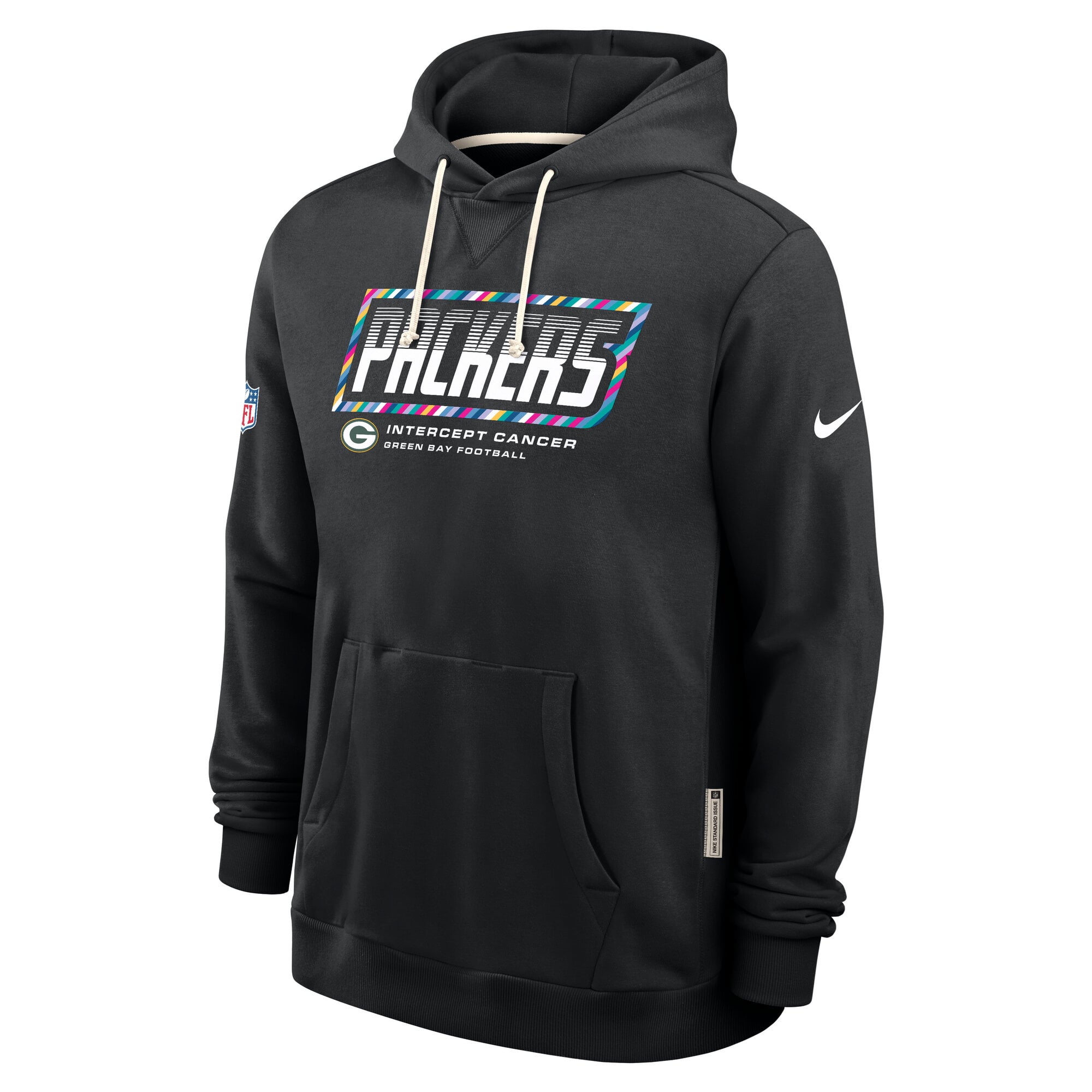 Men's Nike Black Green Bay Packers 2026 NFL Crucial Catch Sideline Standard Issue Dri-FIT Pullover Hoodie