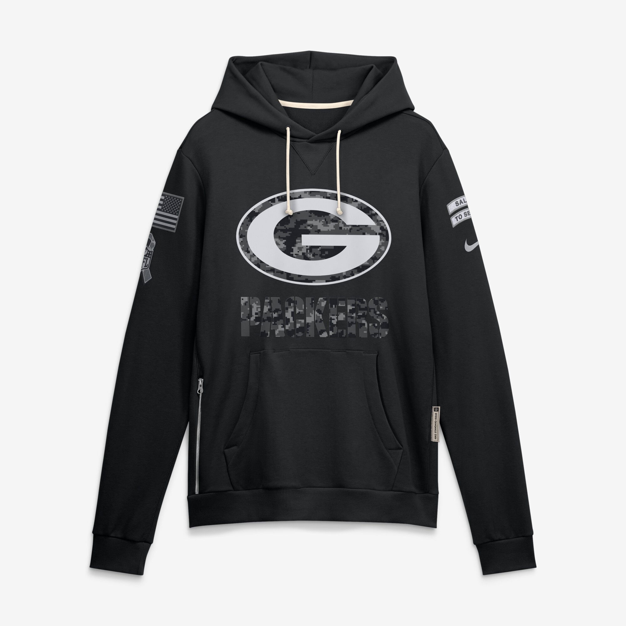 Sweat à capuche Nike Green Bay Packers 2026 Salute to Service Sideline Dri-FIT noir pour homme