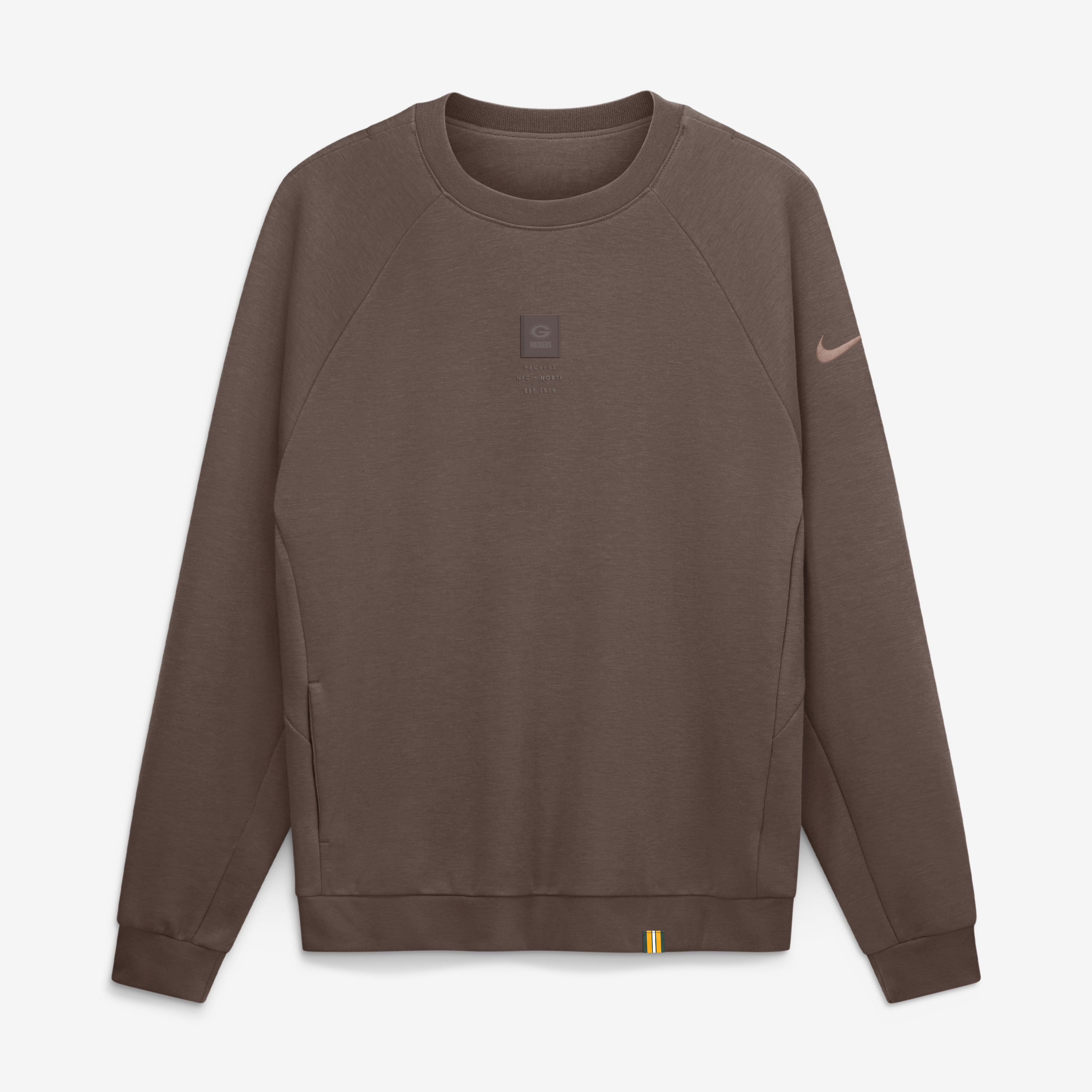 Sweat-shirt raglan Nike Green Bay Packers Full Defense Primary pour homme, marron, Dri-FIT