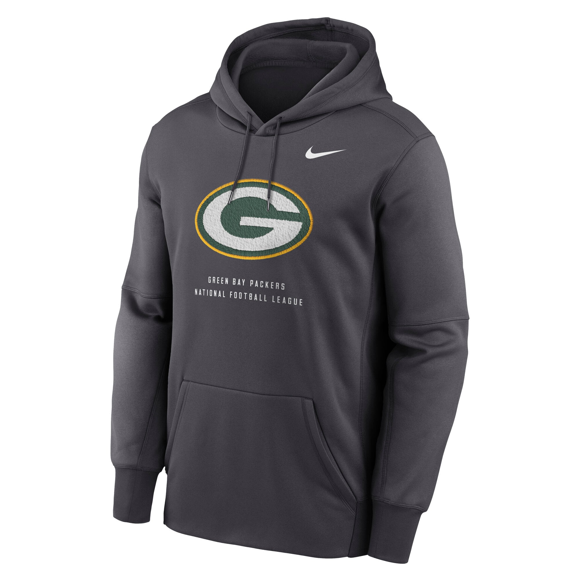 Men's Nike Charcoal Green Bay Packers Toss Sweep Therma-FIT Hoodie