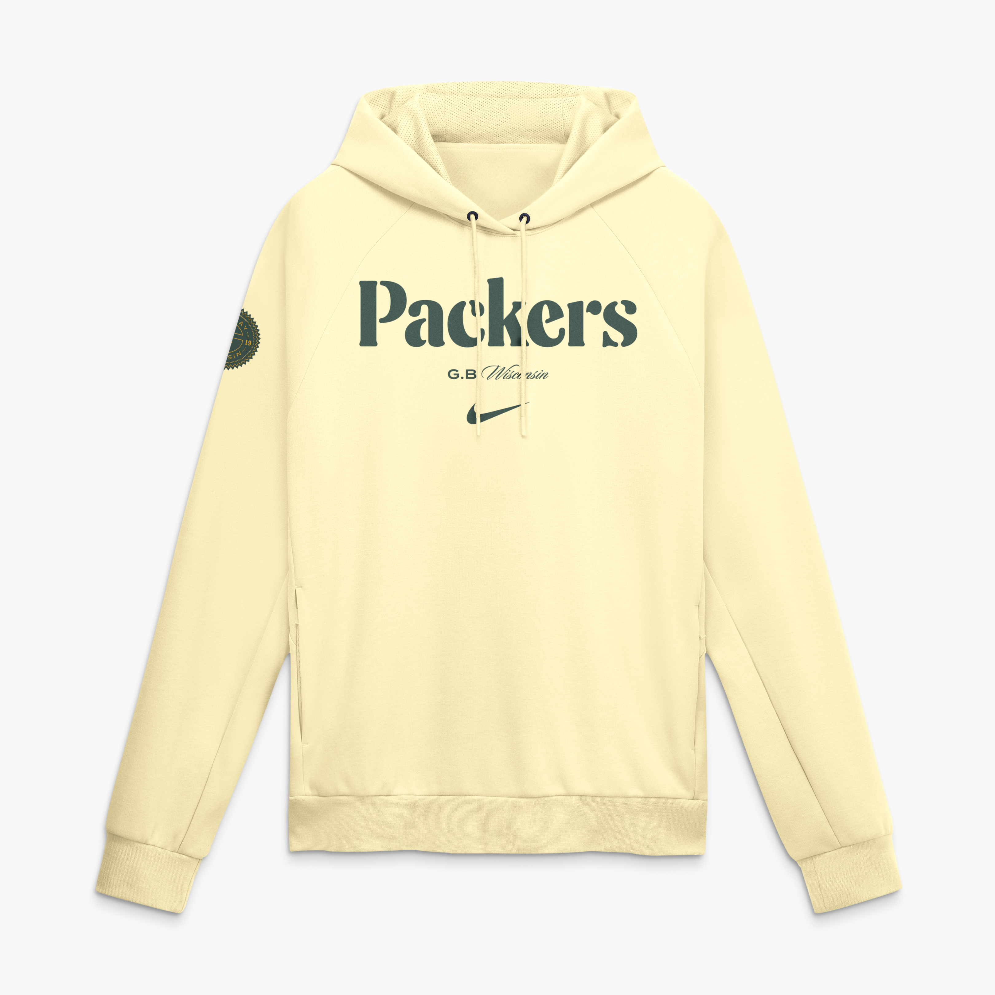 Men's Nike  Cream Green Bay Packers 2026 Rivalries Collection Dri-FIT Pullover Hoodie