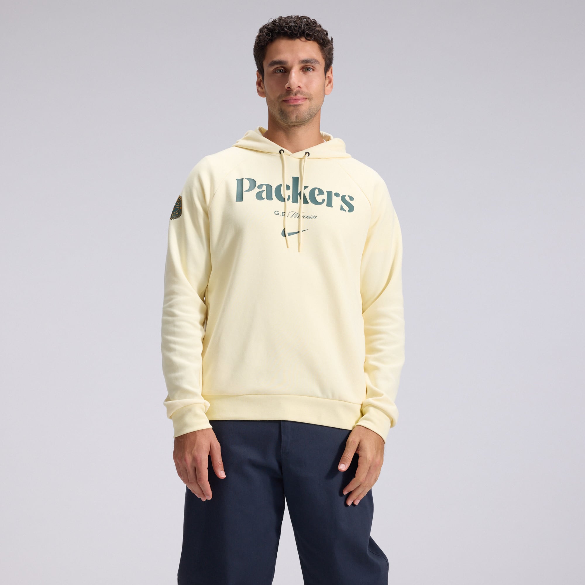 Men's Nike Cream Green Bay Packers 2026 Rivalries Collection Dri-FIT Pullover Hoodie