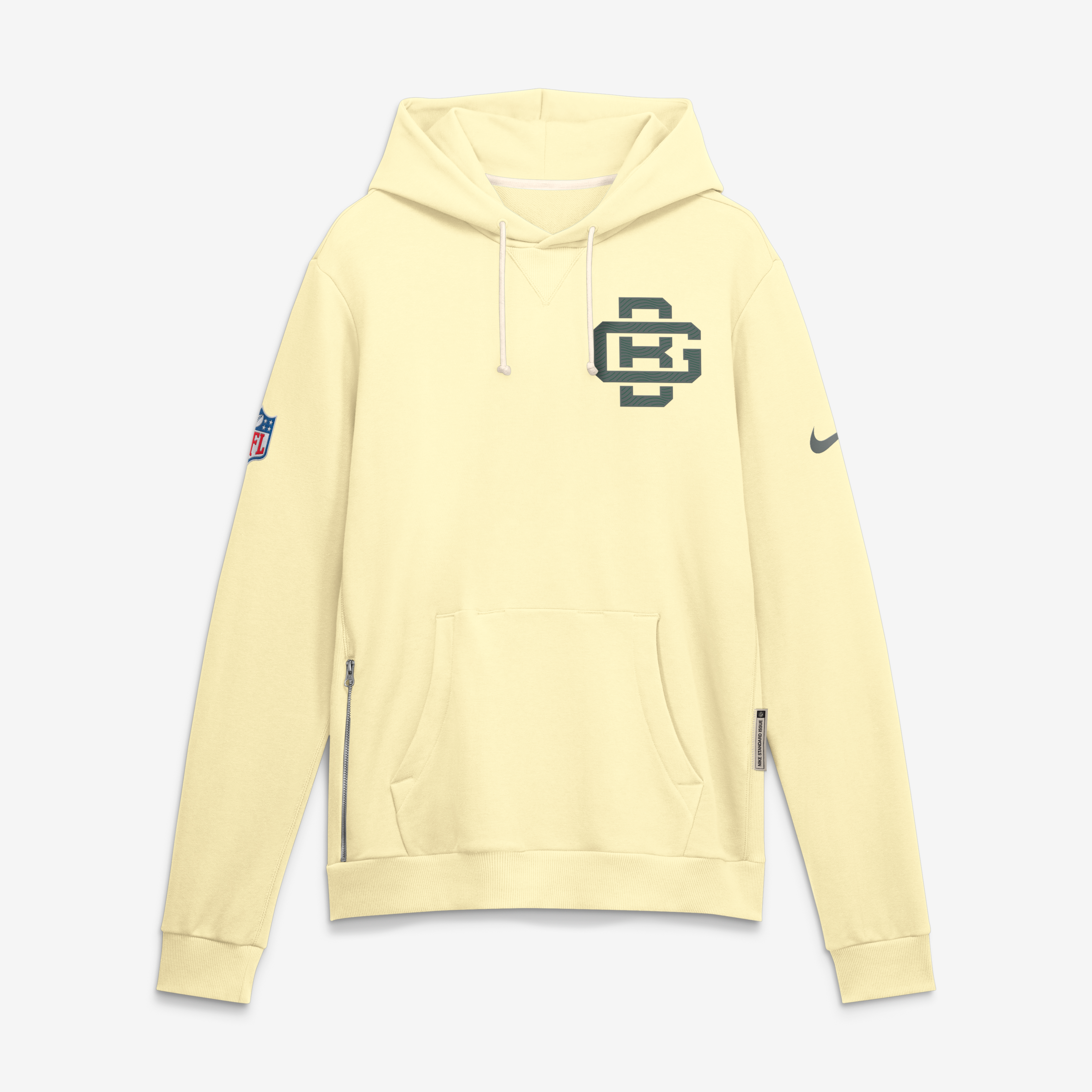 Sweat à capuche Nike Green Bay Packers 2026 Rivalries Collection Standard Issue Sideline pour homme, couleur crème.