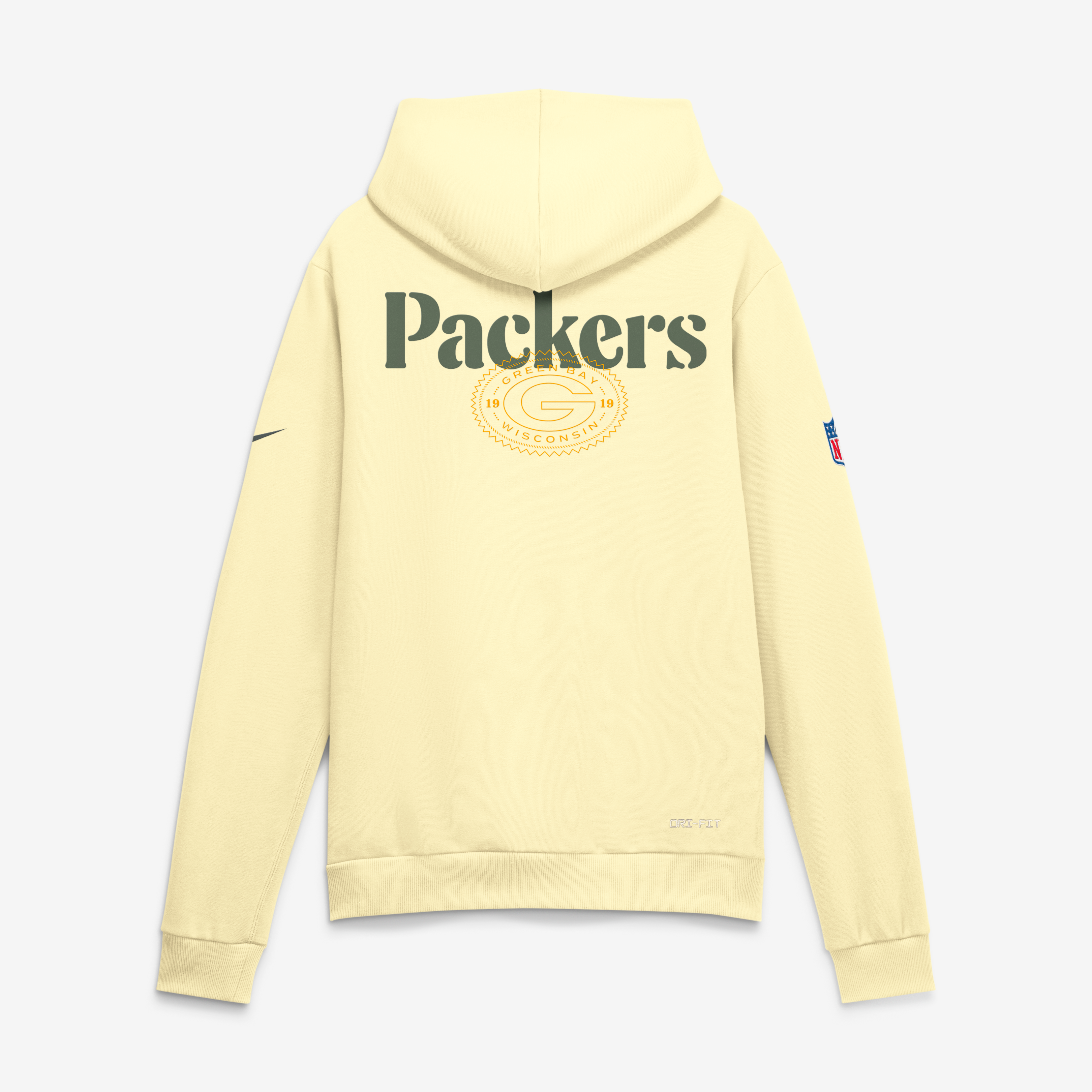 Sweat à capuche Nike Green Bay Packers 2026 Rivalries Collection Standard Issue Sideline pour homme, couleur crème.