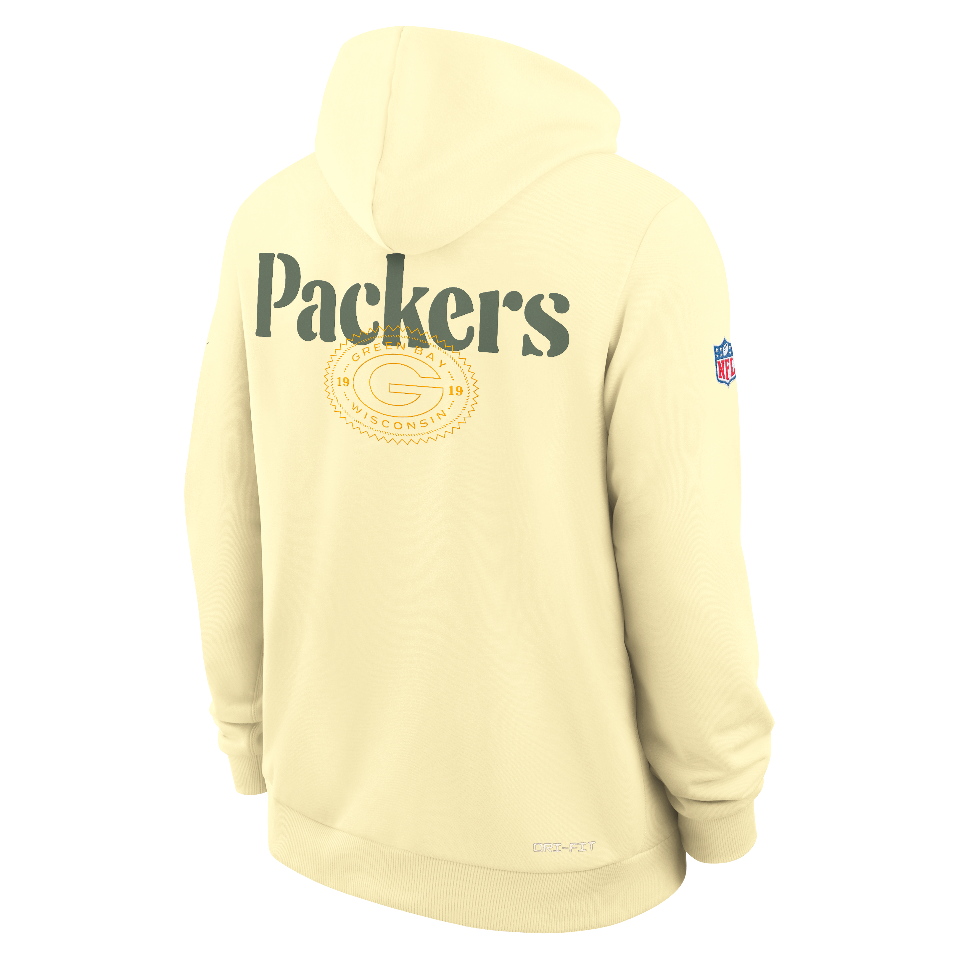 Sweat à capuche Nike Green Bay Packers 2026 Rivalries Collection Standard Issue Sideline pour homme, couleur crème.