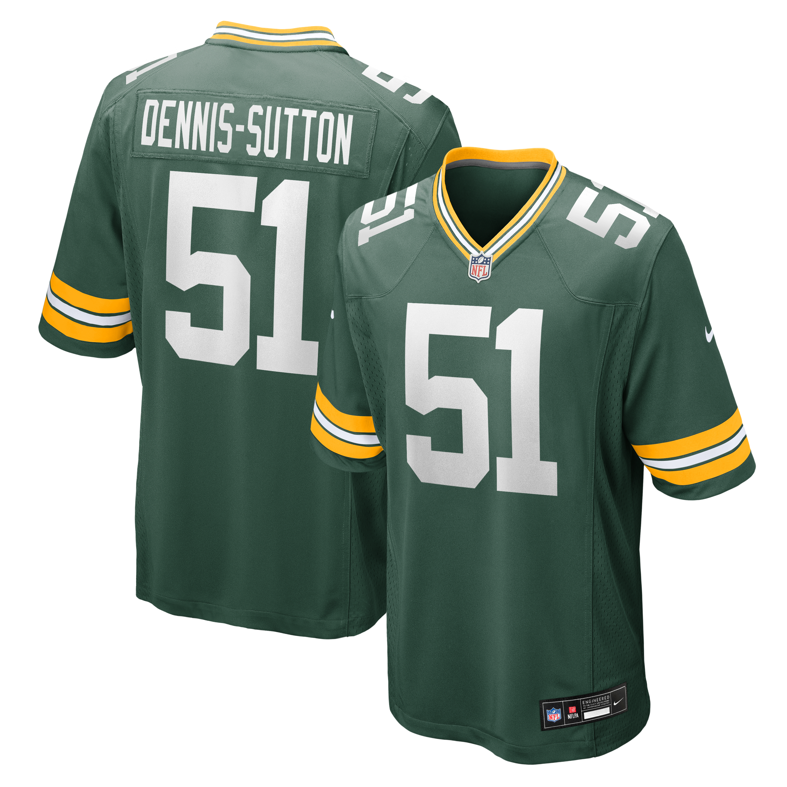 Men's Nike Dani Dennis-Sutton Green Bay Packers Team Game Jersey