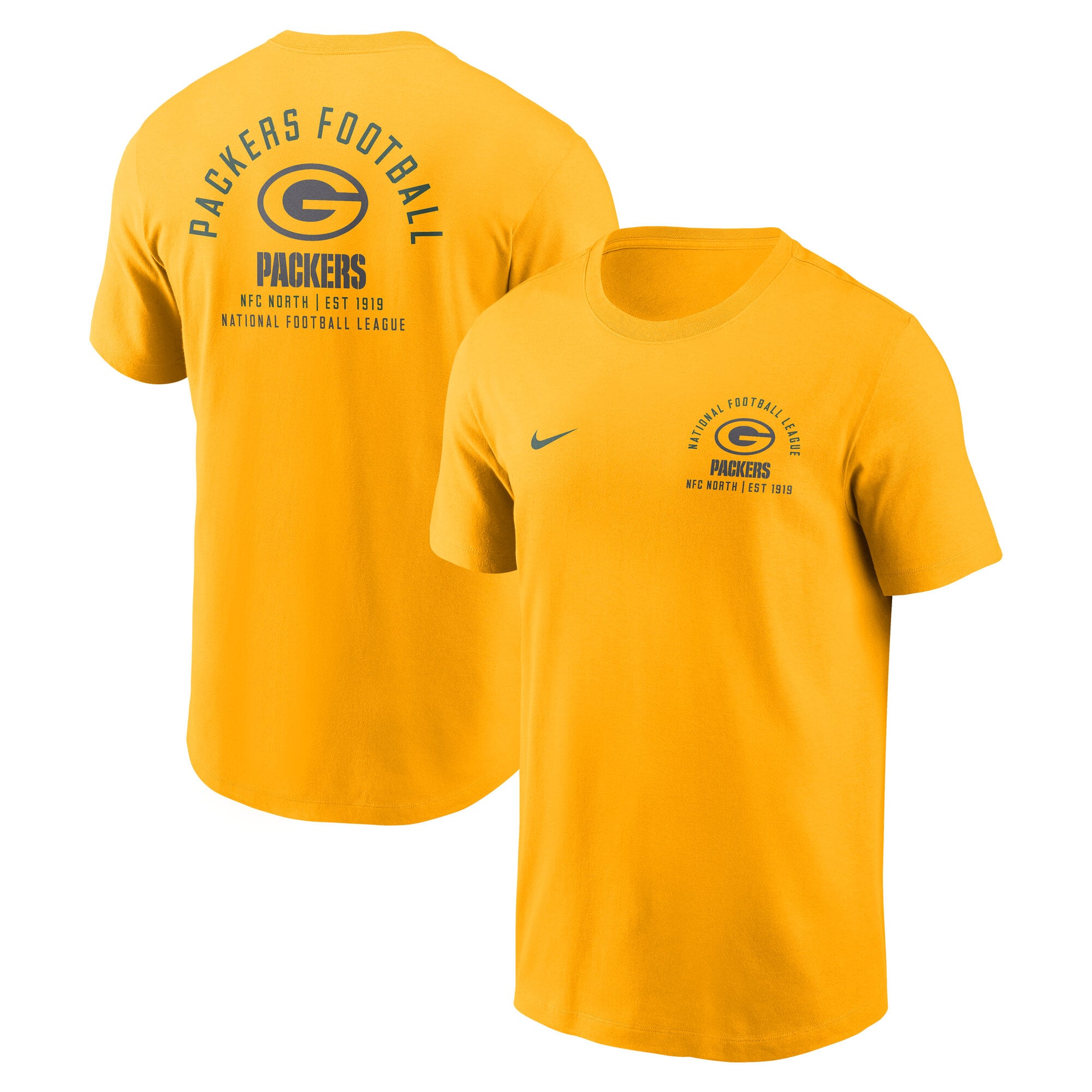 Men's Nike Gold Green Bay Packers Split Logo T-Shirt