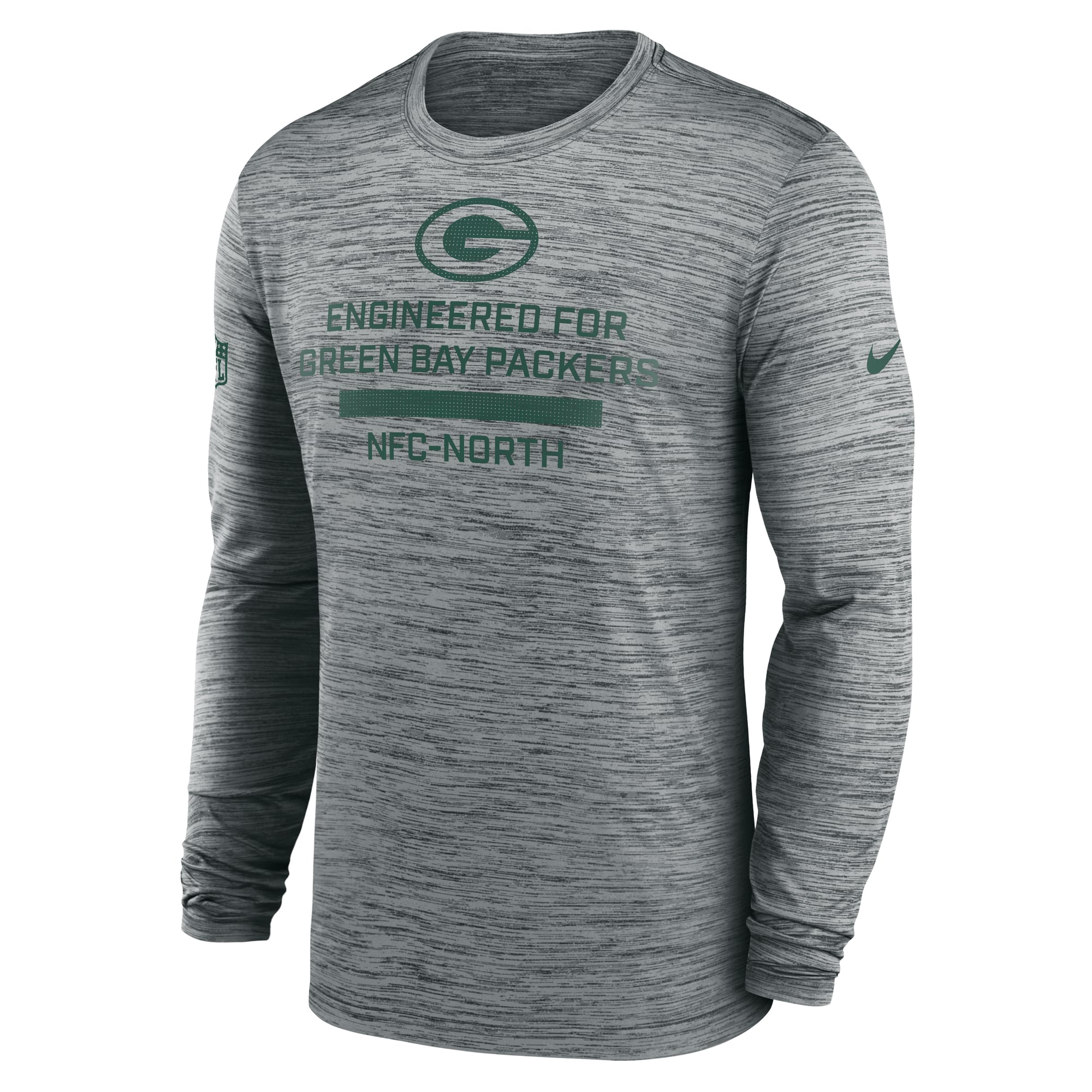 T-shirt à manches longues Nike Green Bay Packers Sideline Velocity Dri-FIT pour homme, gris