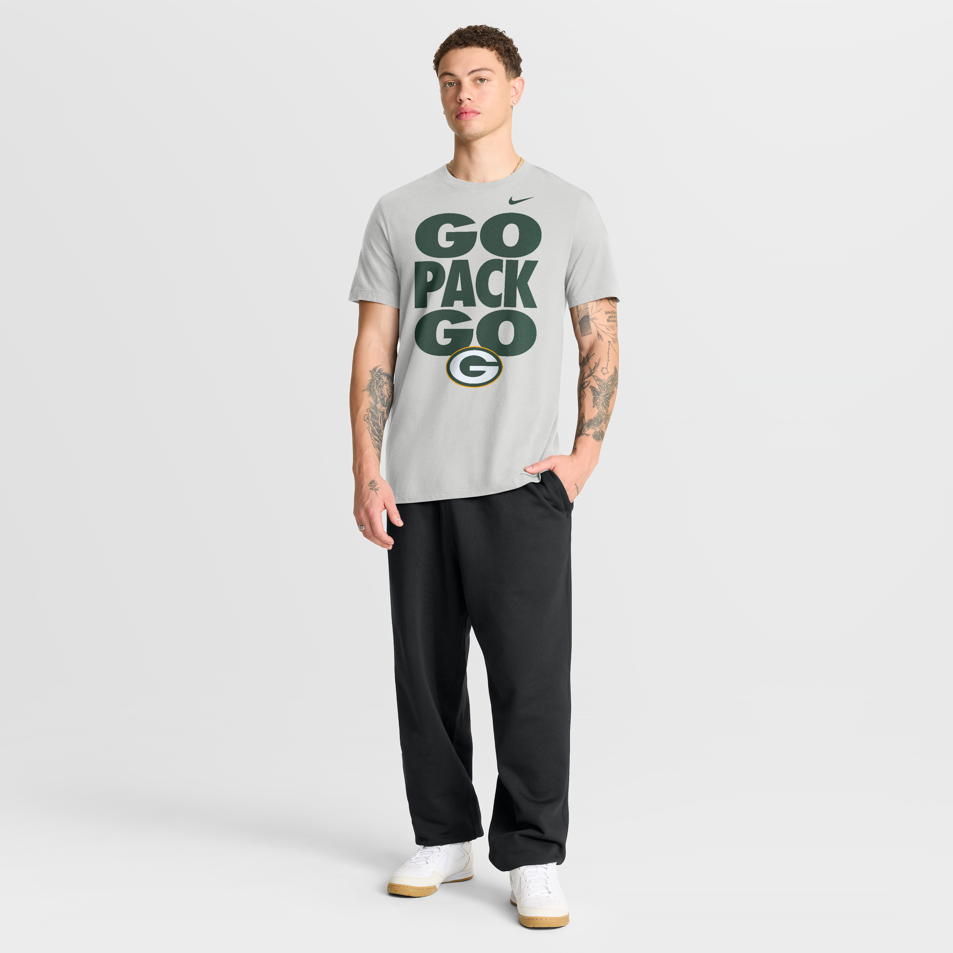 Men's Nike Gray Green Bay Packers We Run This T-Shirt