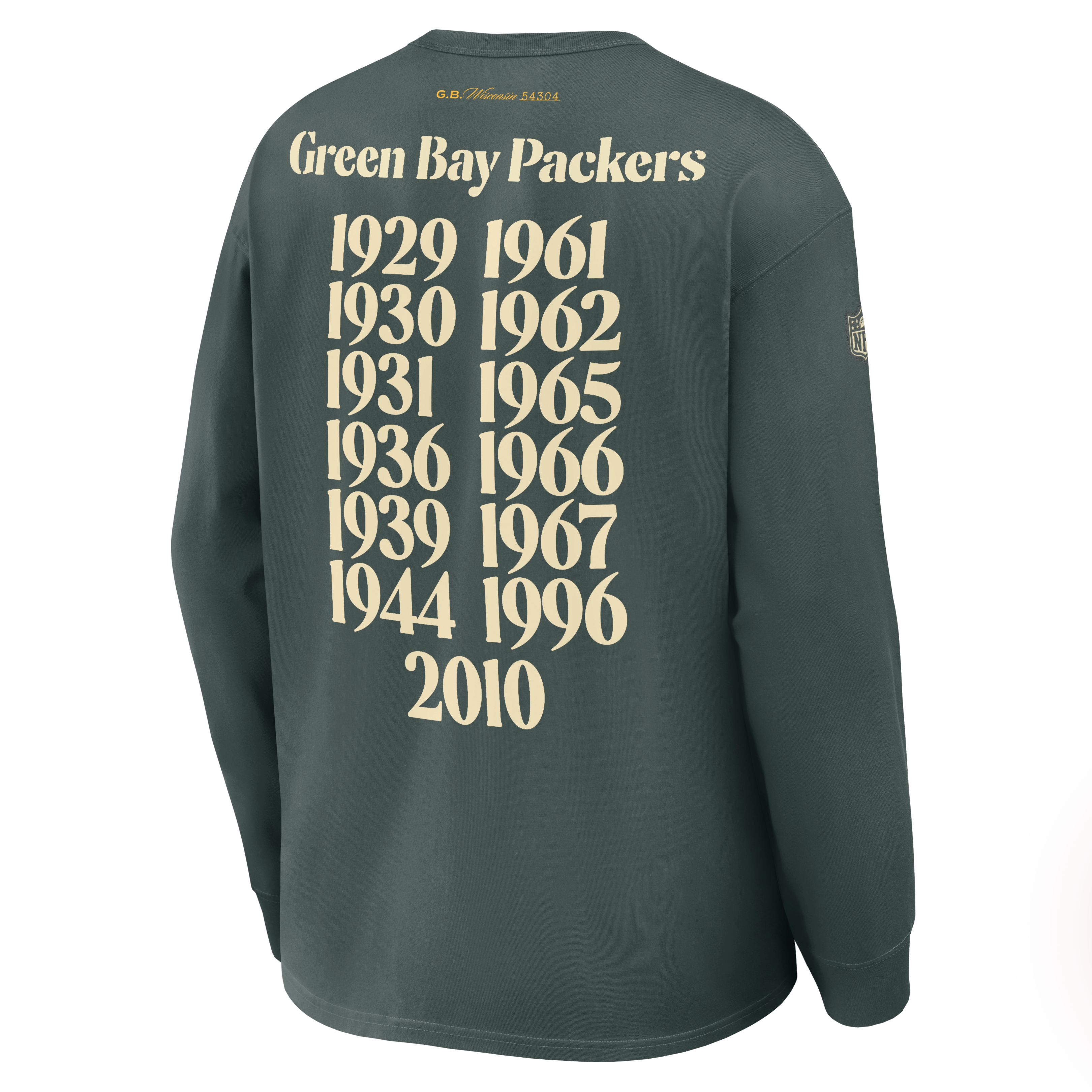 T-shirt à manches longues Nike Max90 pour homme, collection Green Bay Packers 2026 Rivalries, vert