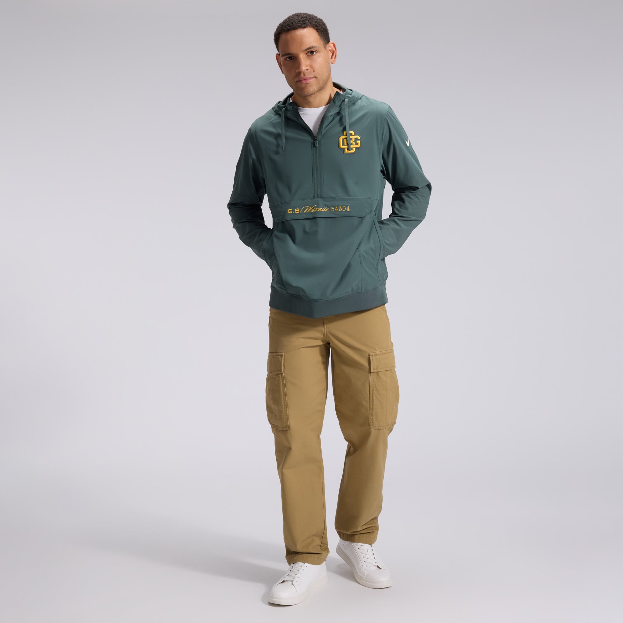Men's Nike Green Bay Packers 2026 Rivalries Collection Sideline Anorak Half-Zip Jacket