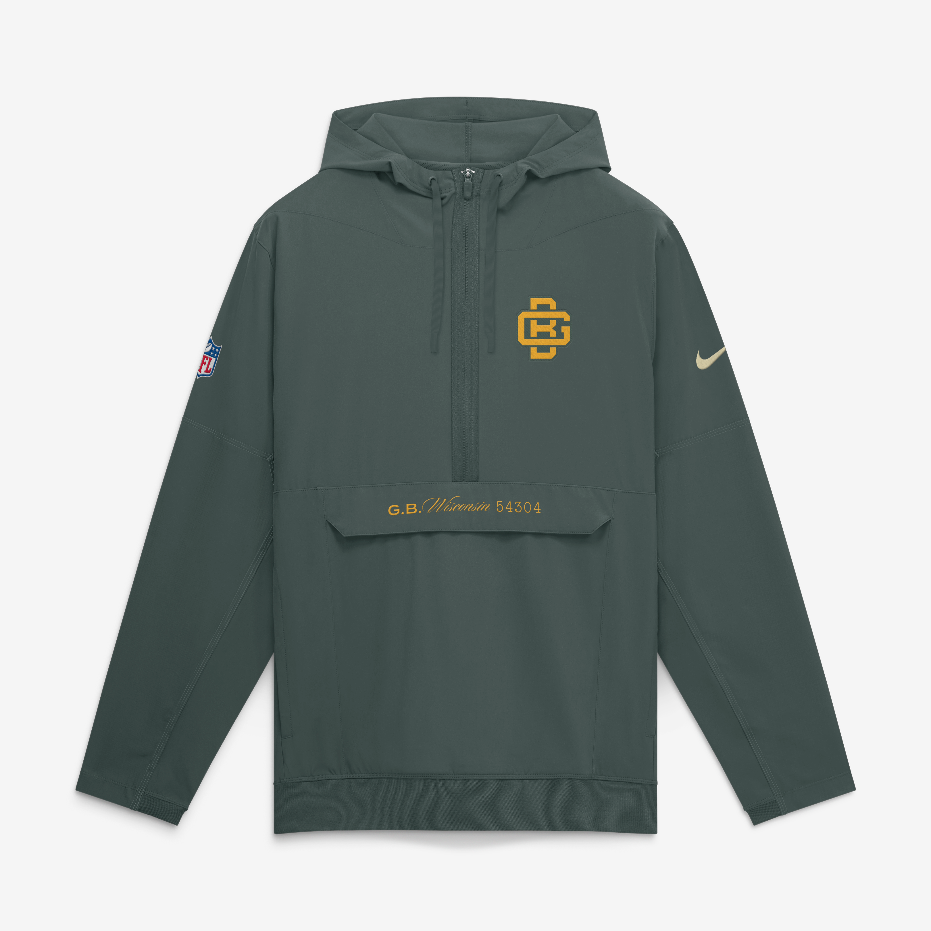 Men's Nike Green Bay Packers 2026 Rivalries Collection Sideline Anorak Half-Zip Jacket